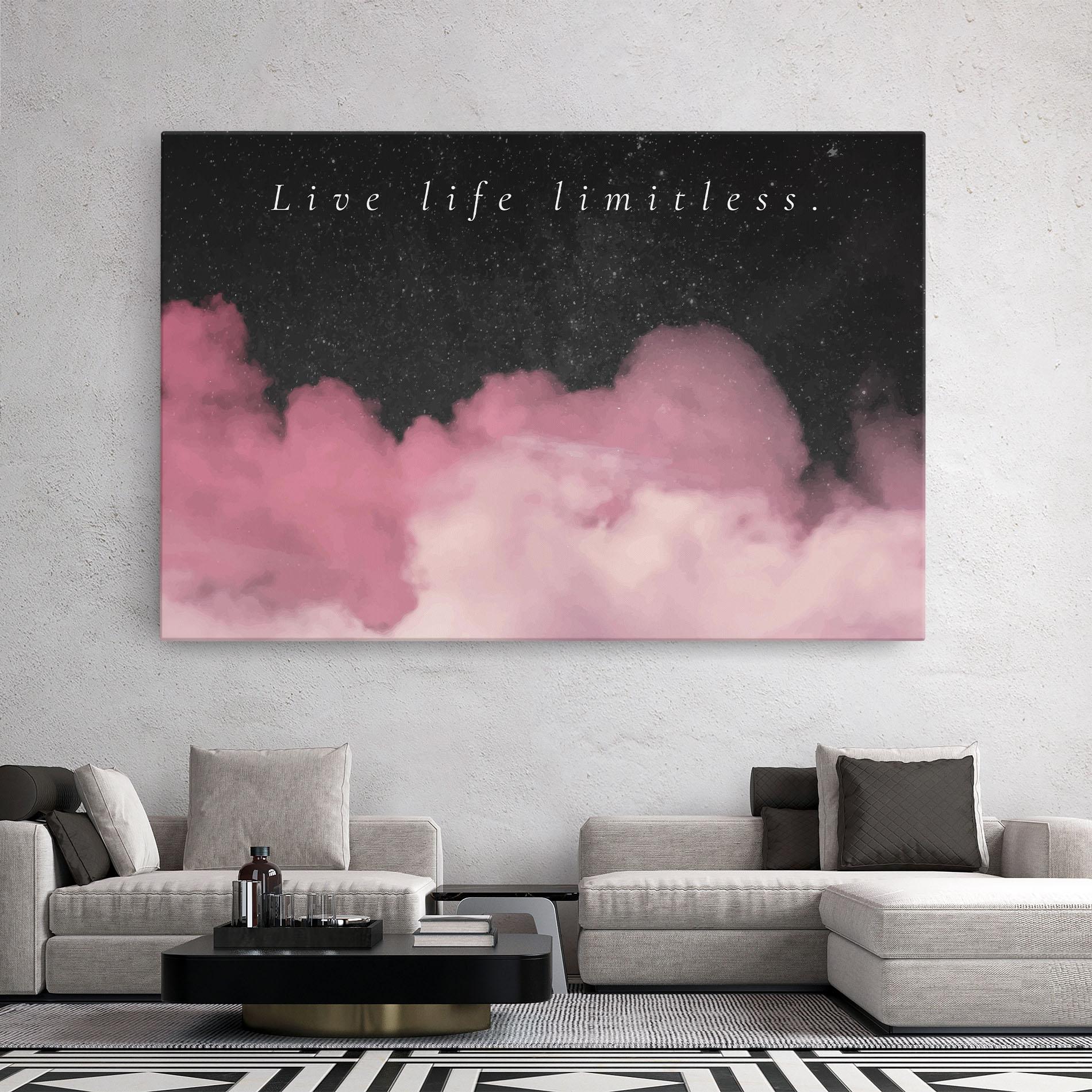 Tablou Canvas Clouds Text Pink mockup 2