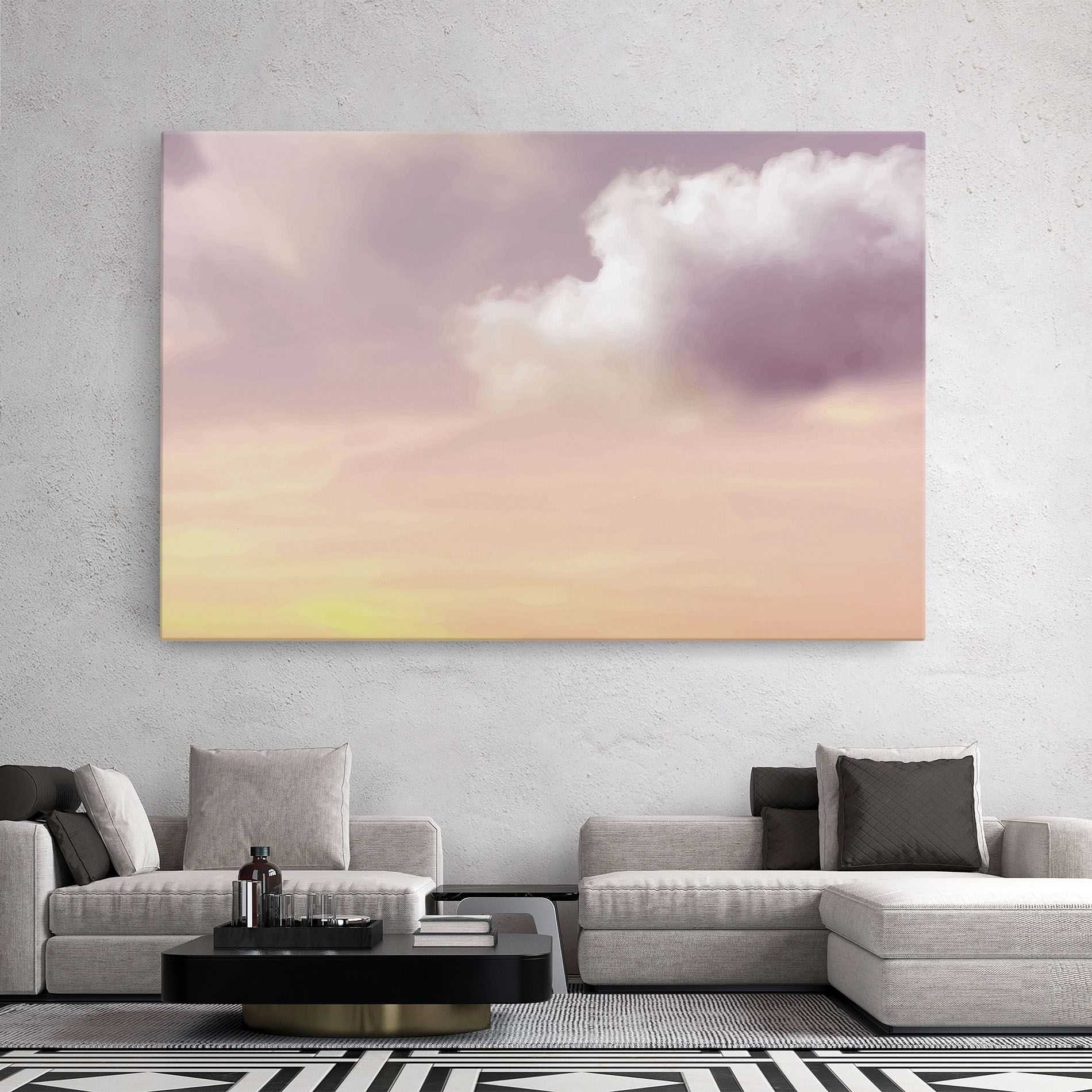 Clouds Watercolor Cream mockup 2