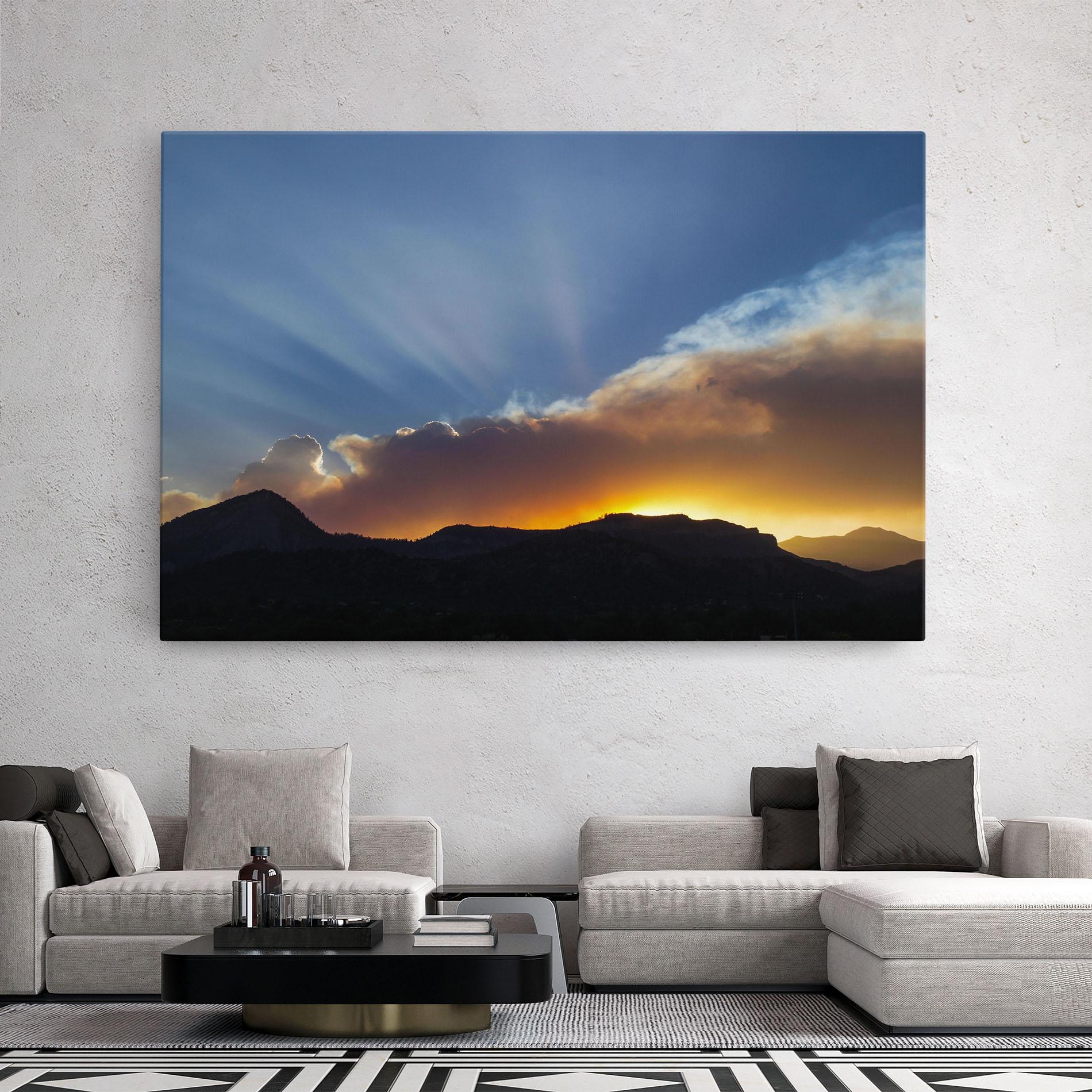 Tablou Canvas Mountain Silhouette Sunrise mockup 2