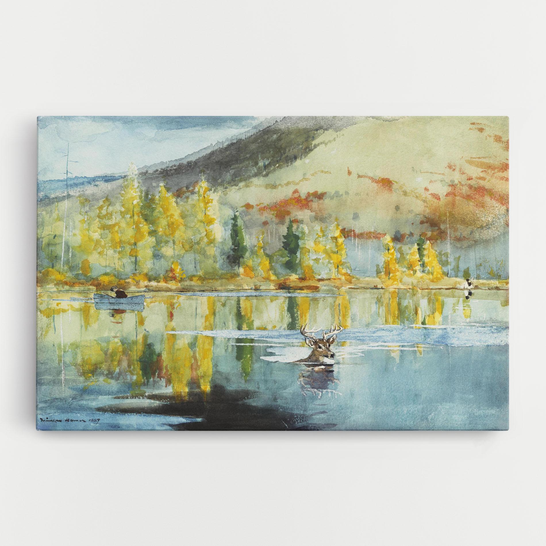 Tablou Canvas Trees Painting Lake mockup 0