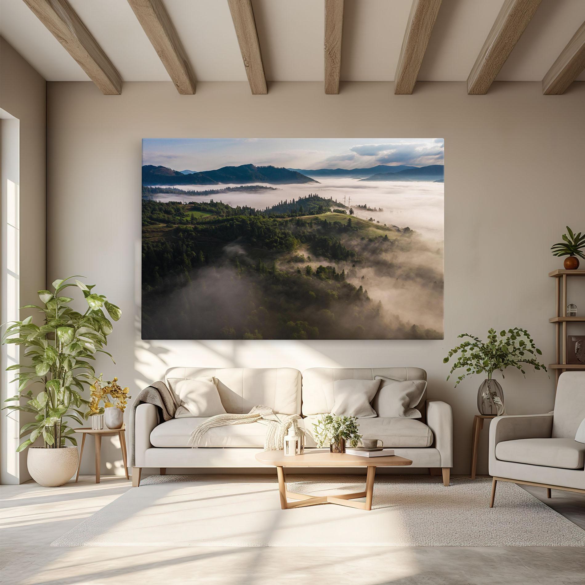 Tablou Canvas Foggy Forest View mockup 6