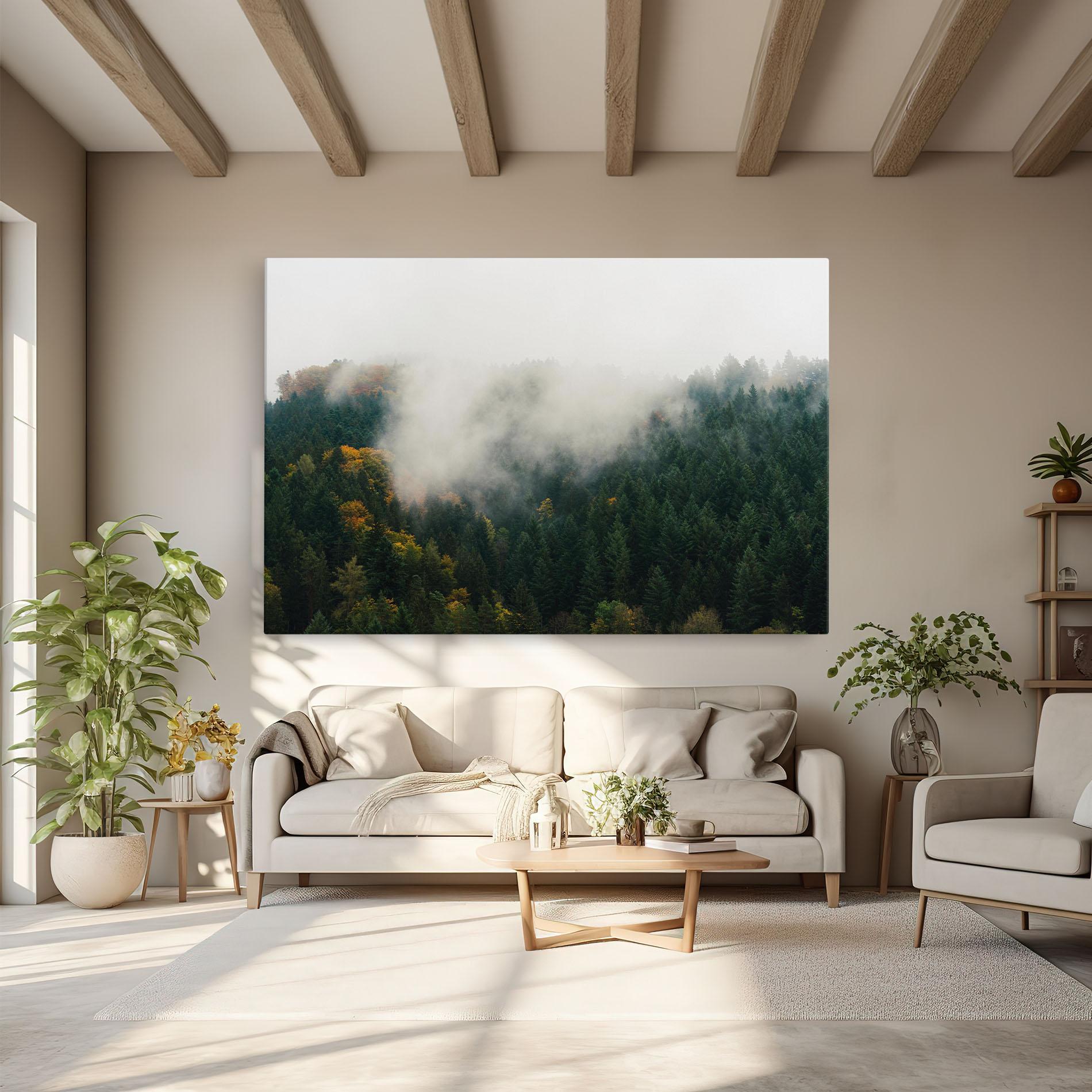 Tablou Canvas Foggy Tree Forest mockup 6