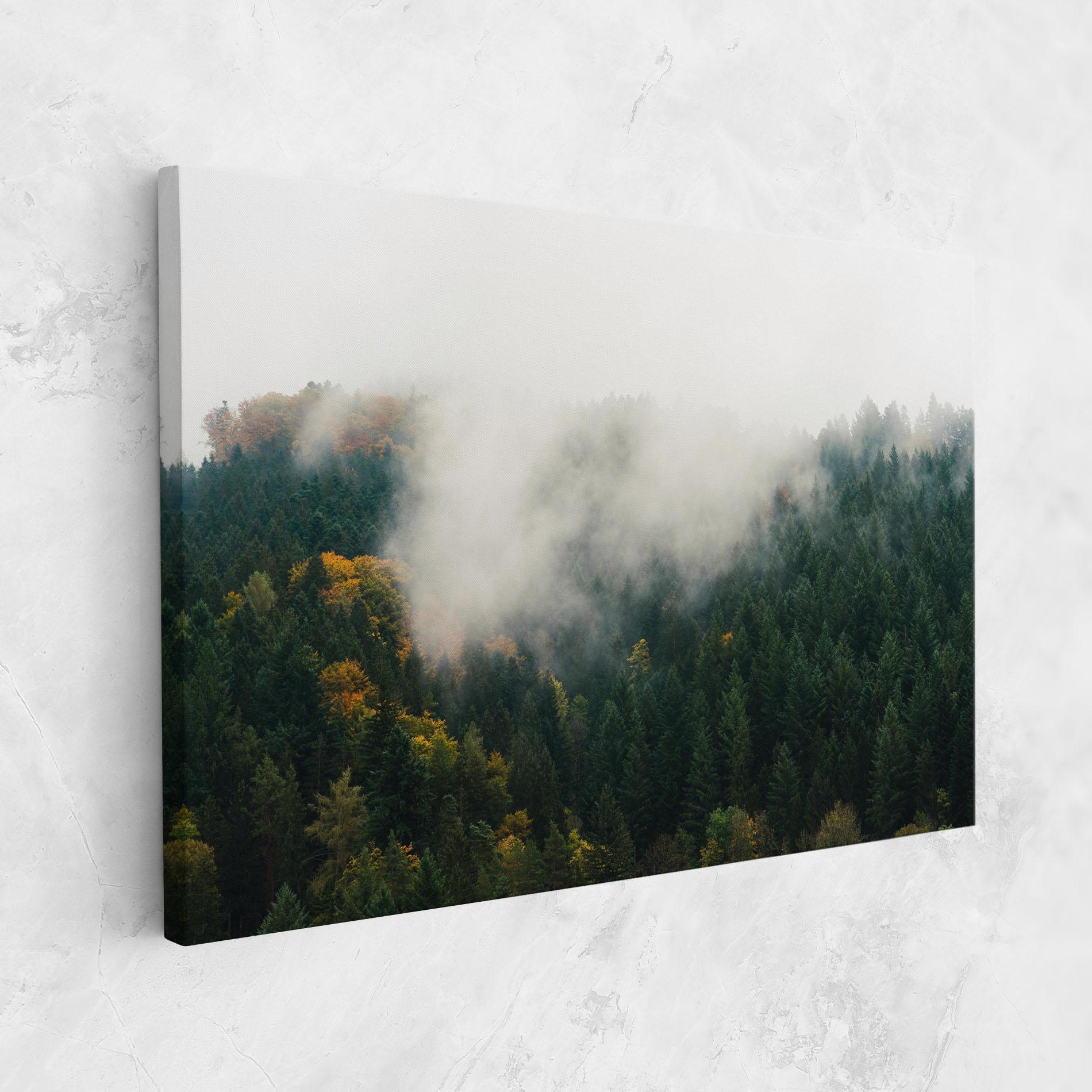 Tablou Canvas Foggy Tree Forest mockup 1
