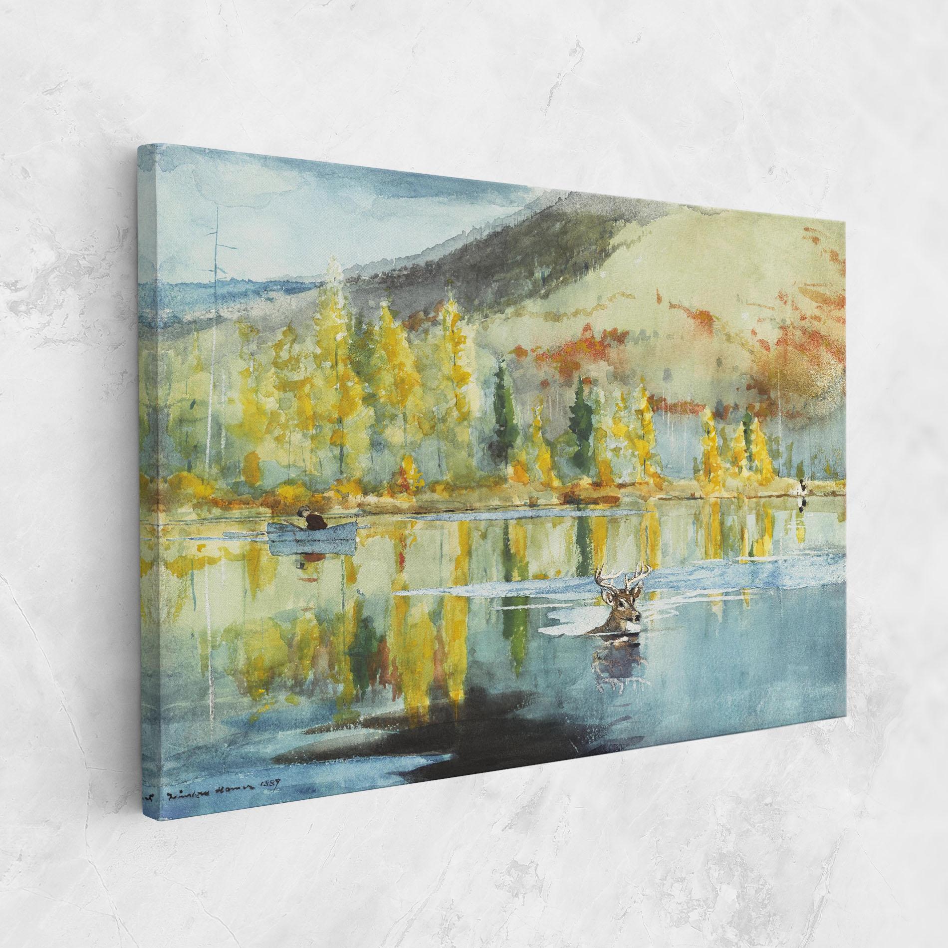 Tablou Canvas Trees Painting Lake mockup 1