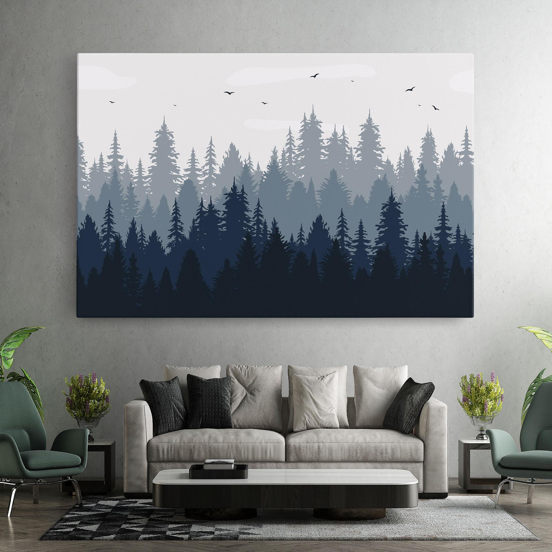 Tablou Canvas Foggy Blue Forest mockup 7