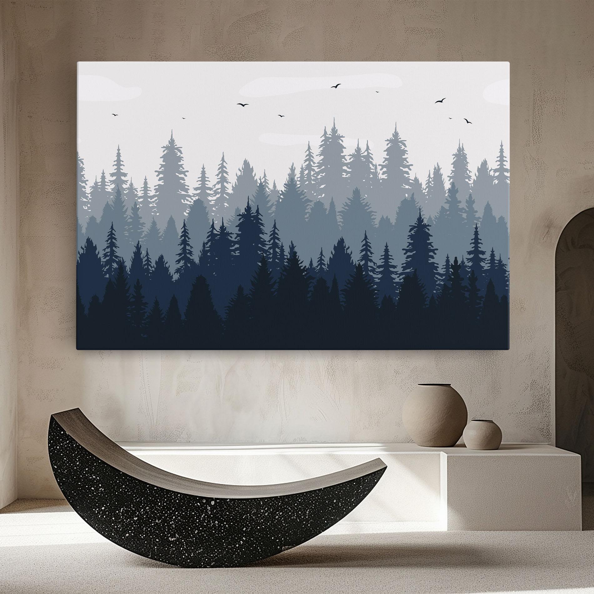 Tablou Canvas Foggy Blue Forest mockup 8