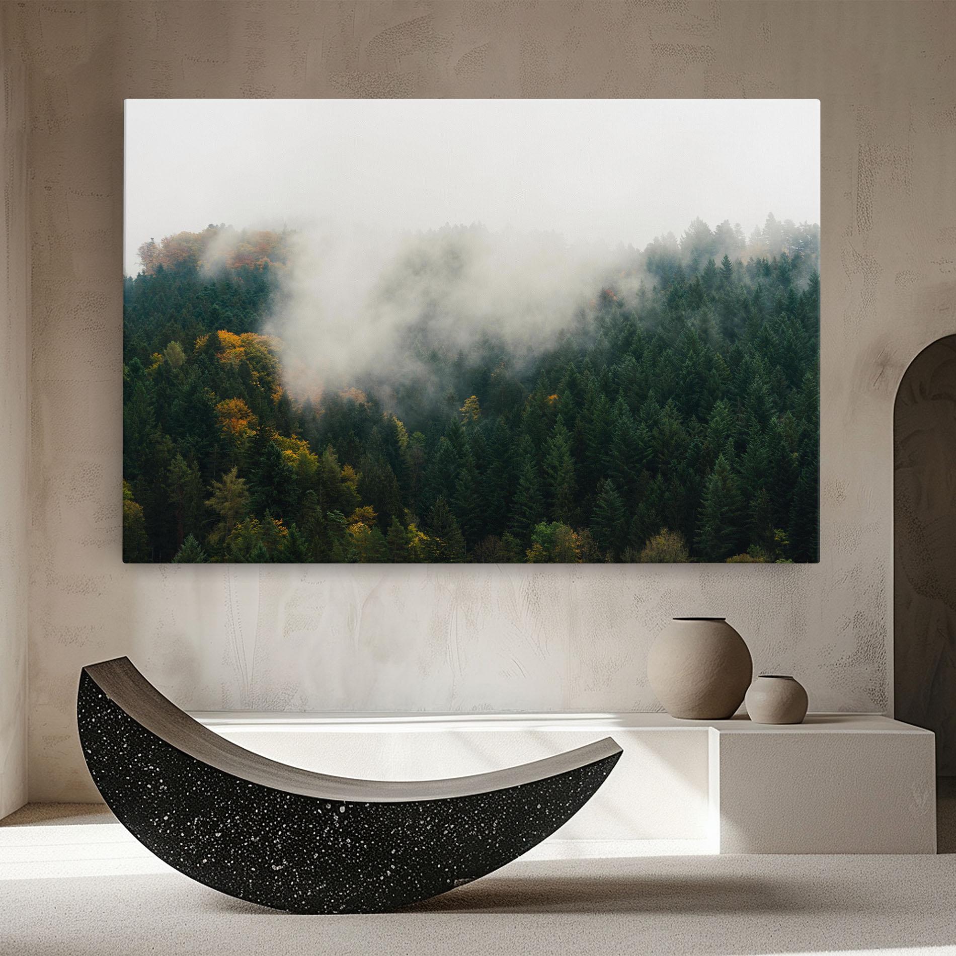 Tablou Canvas Foggy Tree Forest mockup 8