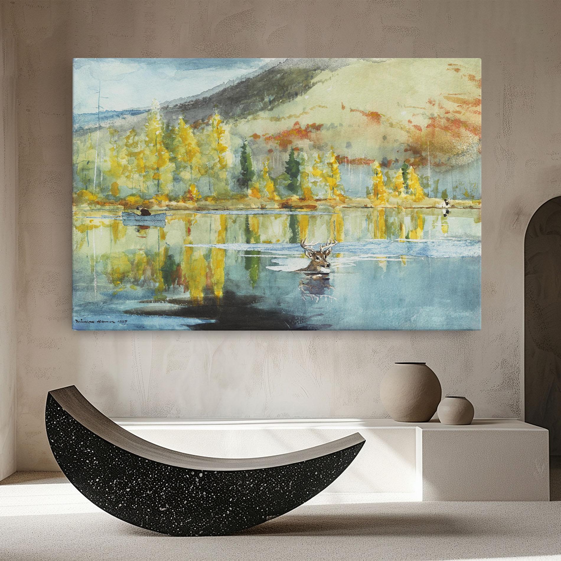 Tablou Canvas Trees Painting Lake mockup 8