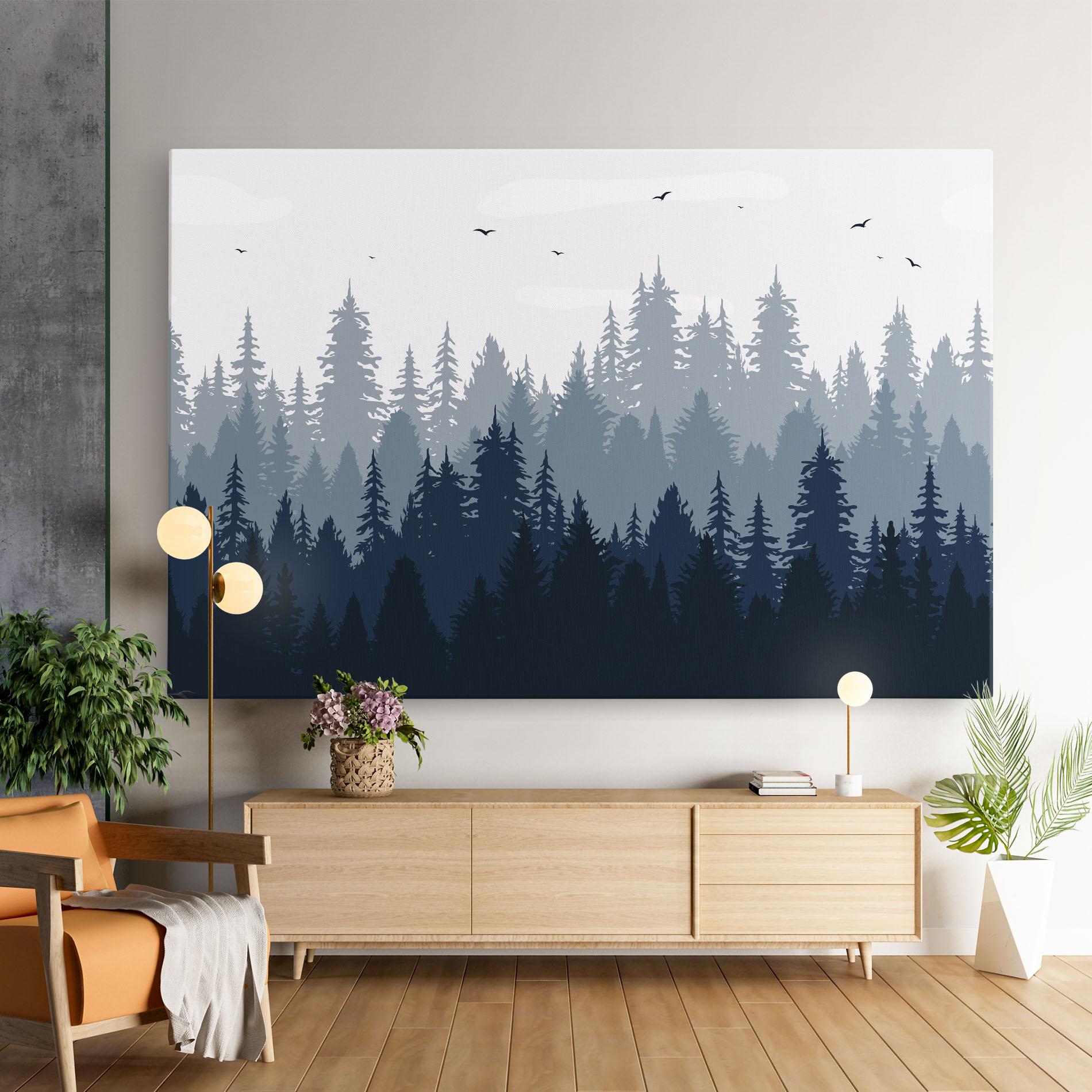 Tablou Canvas Foggy Blue Forest mockup 9