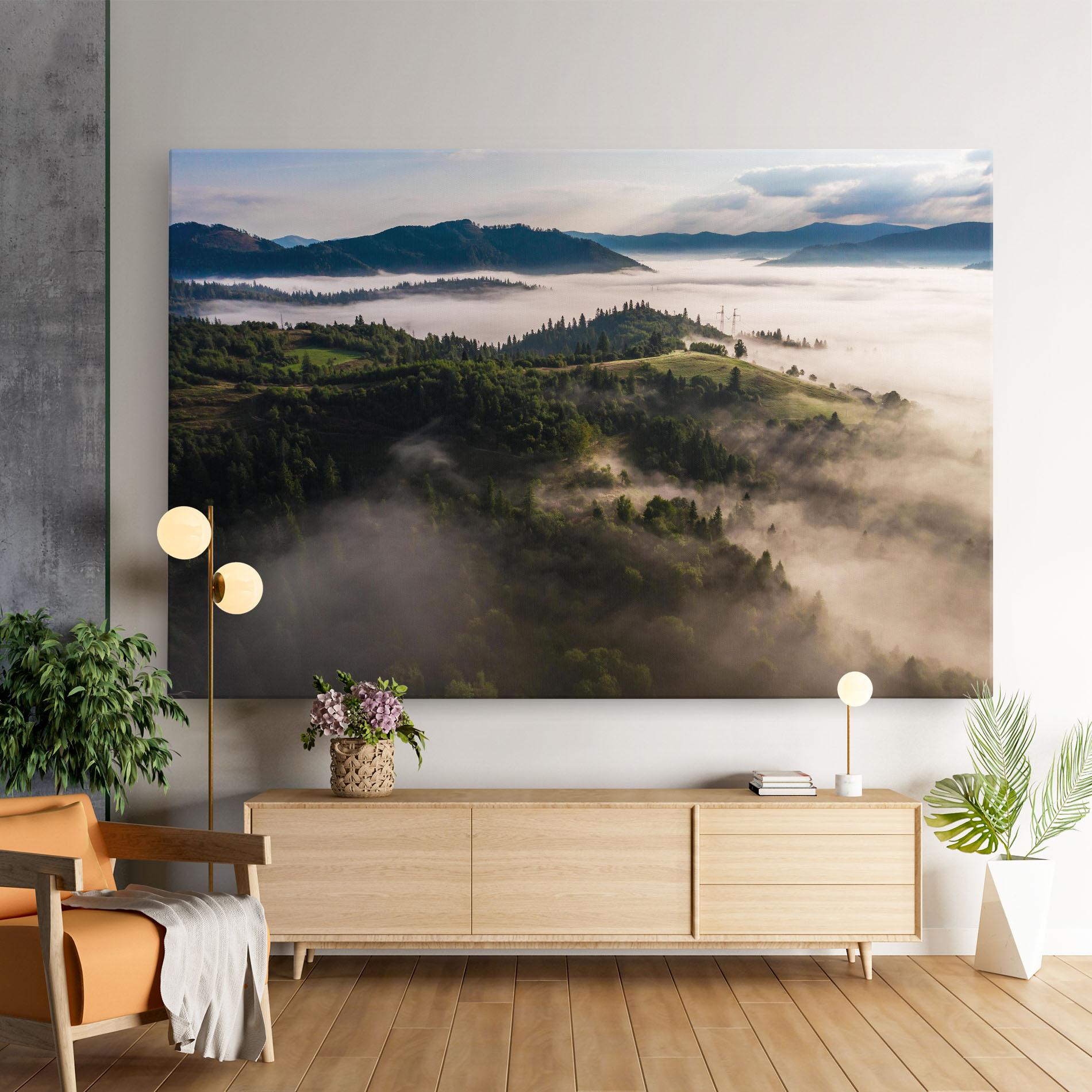 Tablou Canvas Foggy Forest View mockup 9