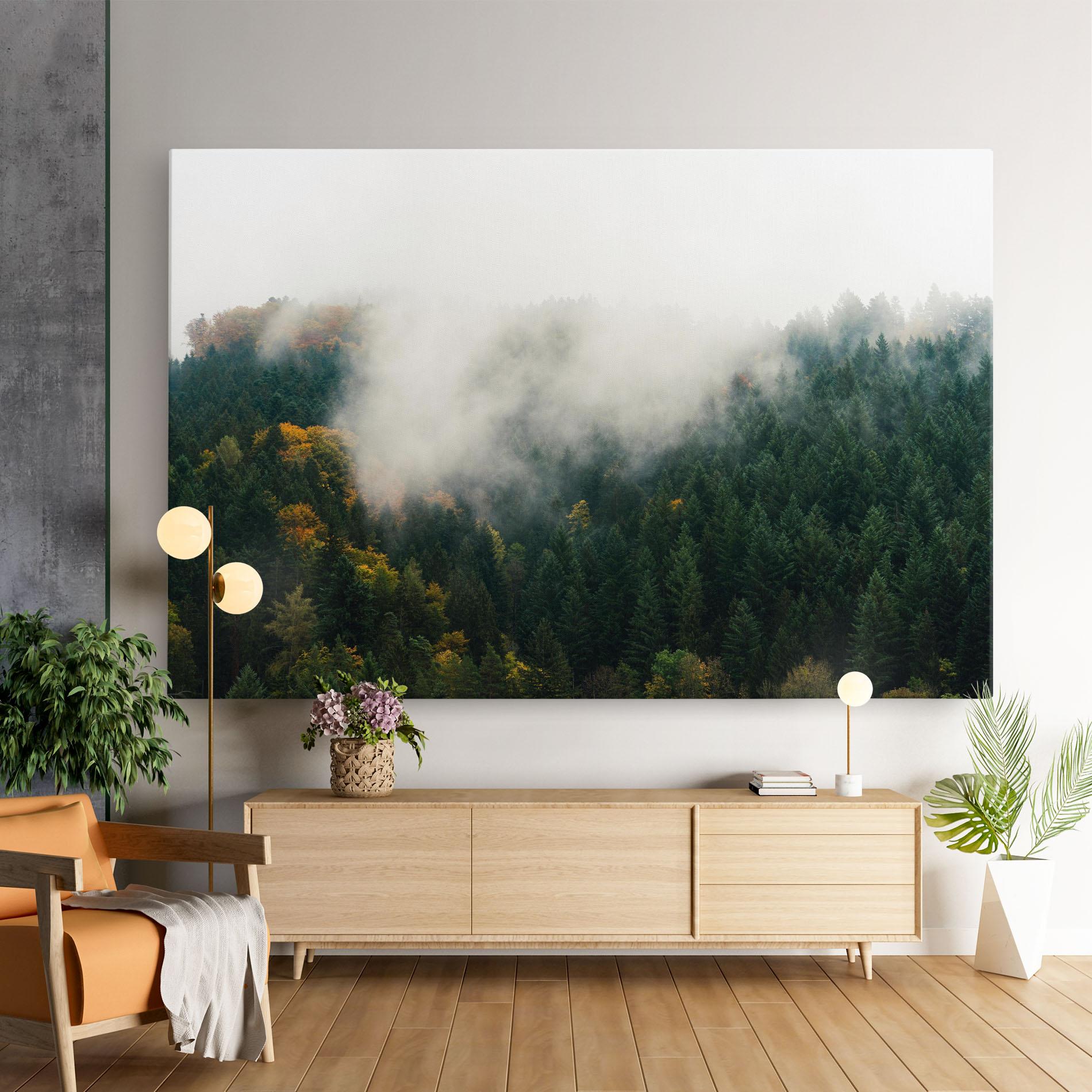 Tablou Canvas Foggy Tree Forest mockup 9