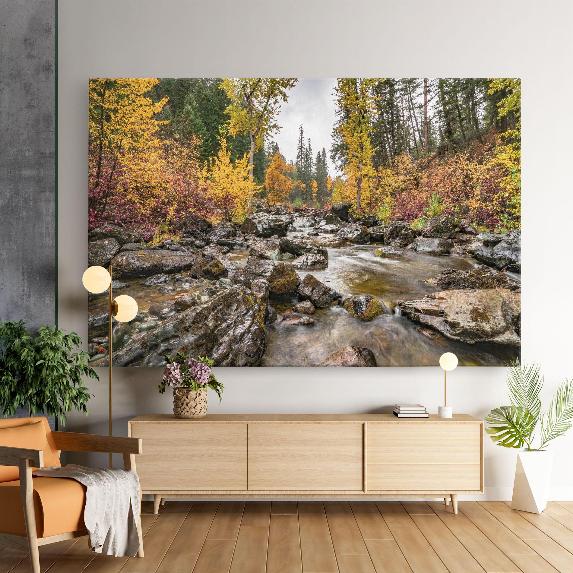 Tablou Canvas Forest Lake Rocks mockup 9