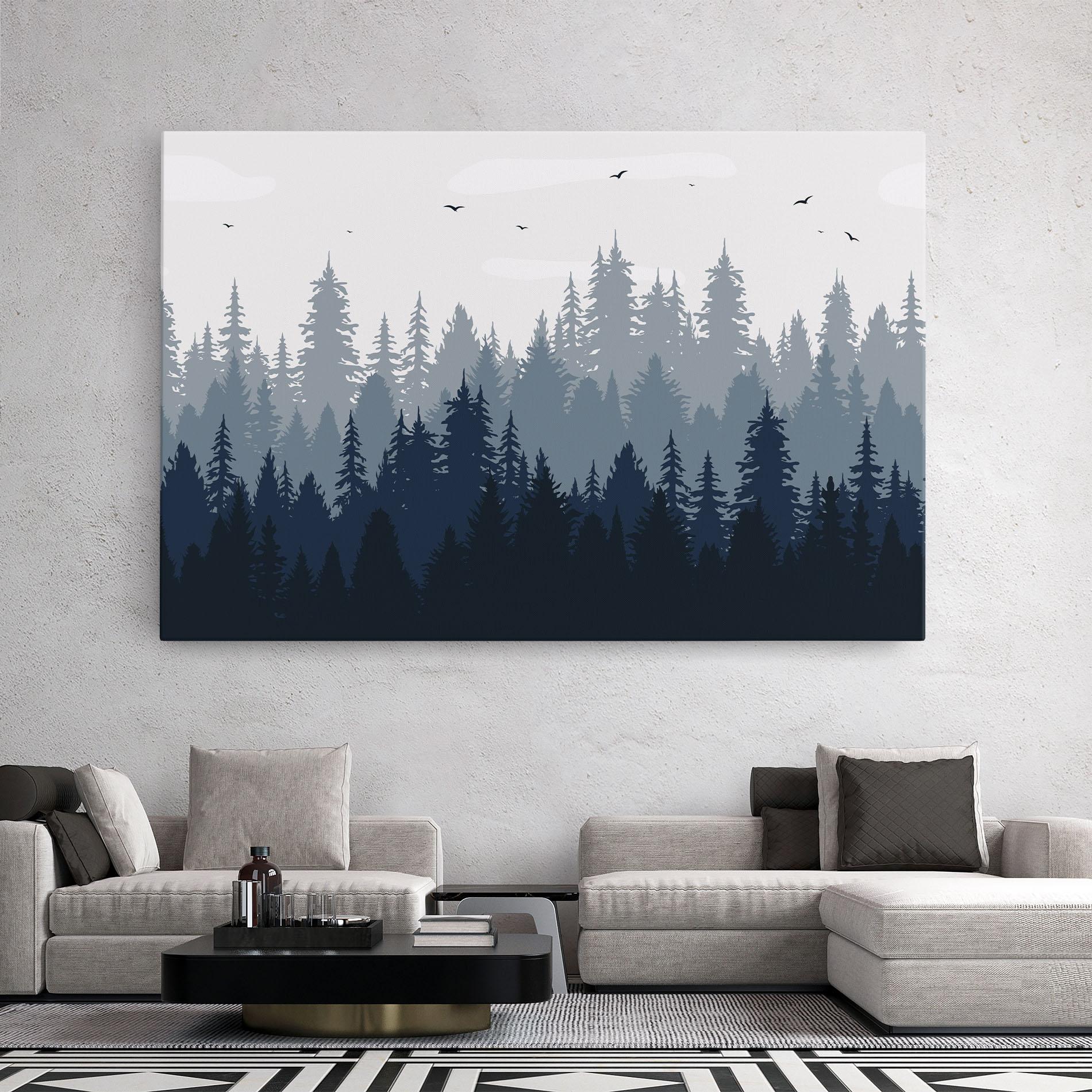 Tablou Canvas Foggy Blue Forest mockup 2