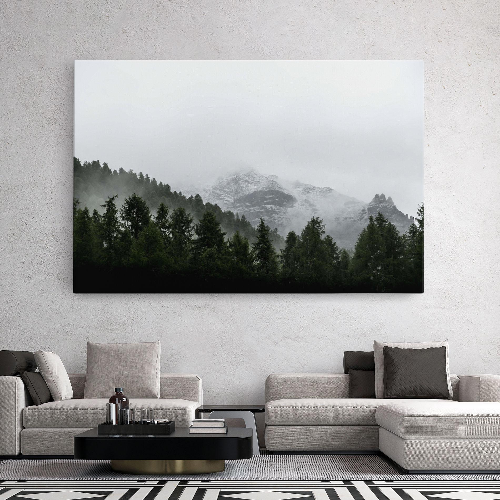 Tablou Canvas Foggy Mountain Forest mockup 2