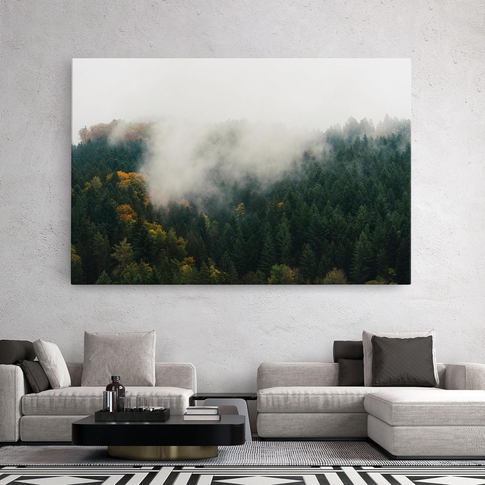 Tablou Canvas Foggy Tree Forest mockup 2
