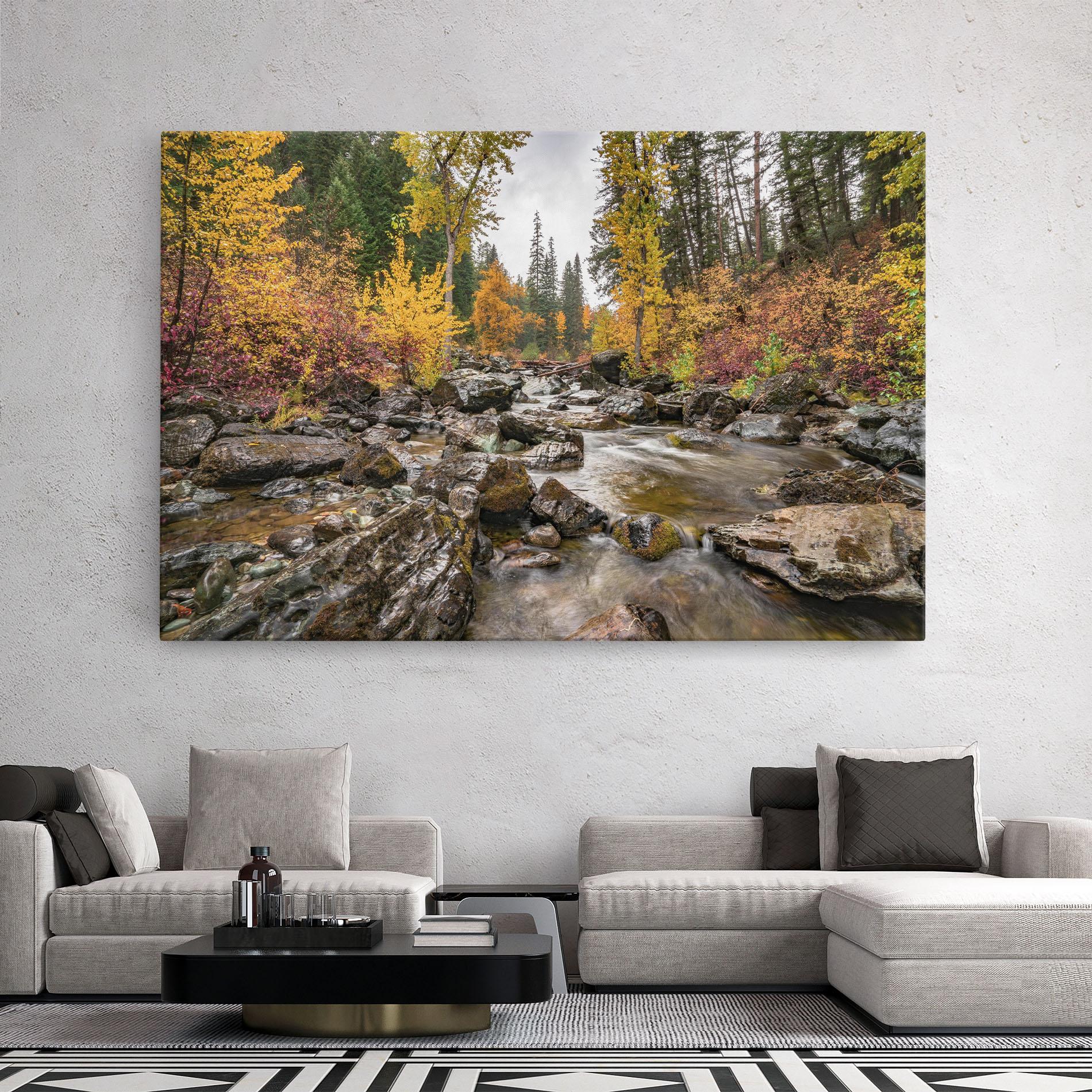 Tablou Canvas Forest Lake Rocks mockup 2