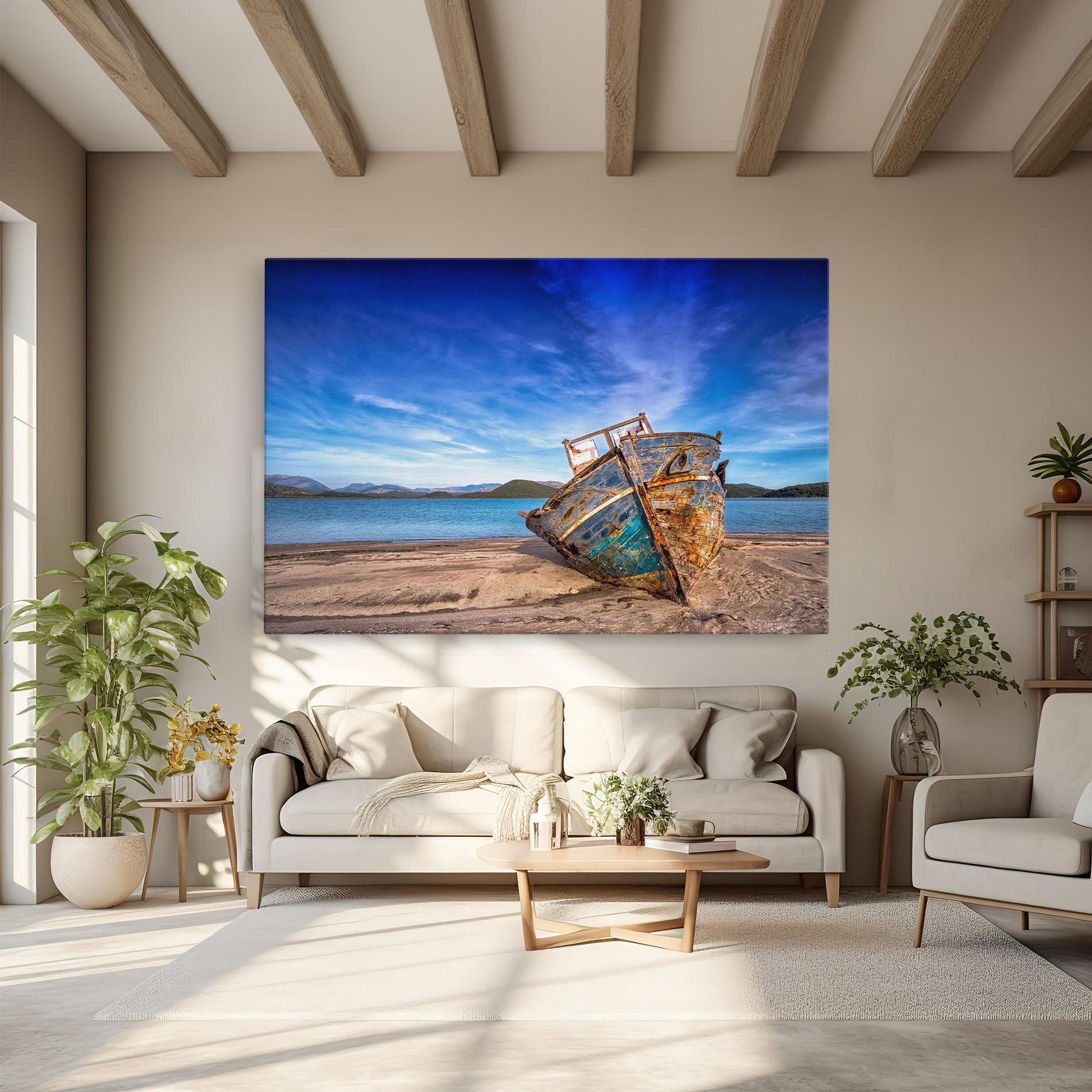 Tablou Canvas Boat Blue Sky mockup 6