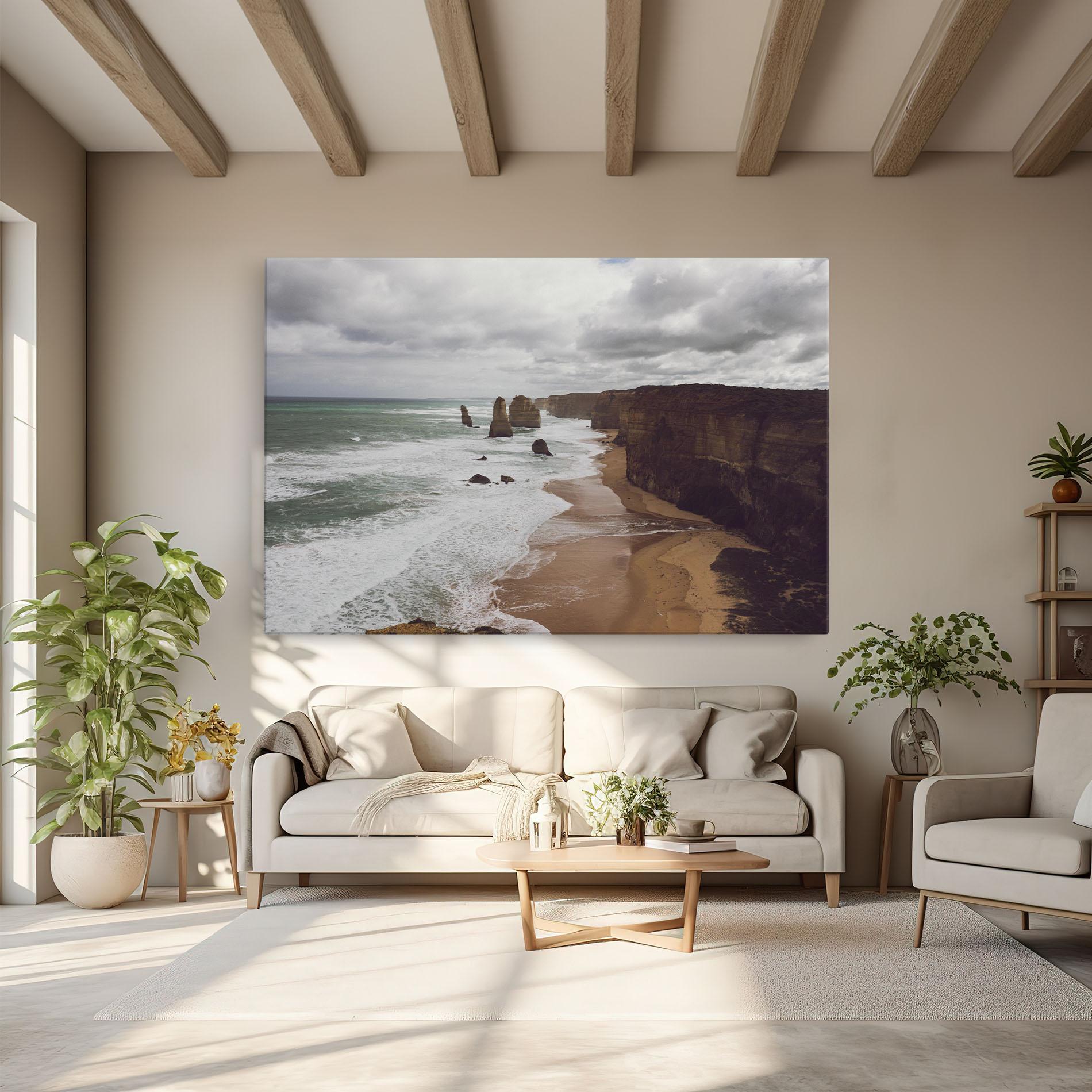 Tablou Canvas Grey Clouds Beach mockup 6