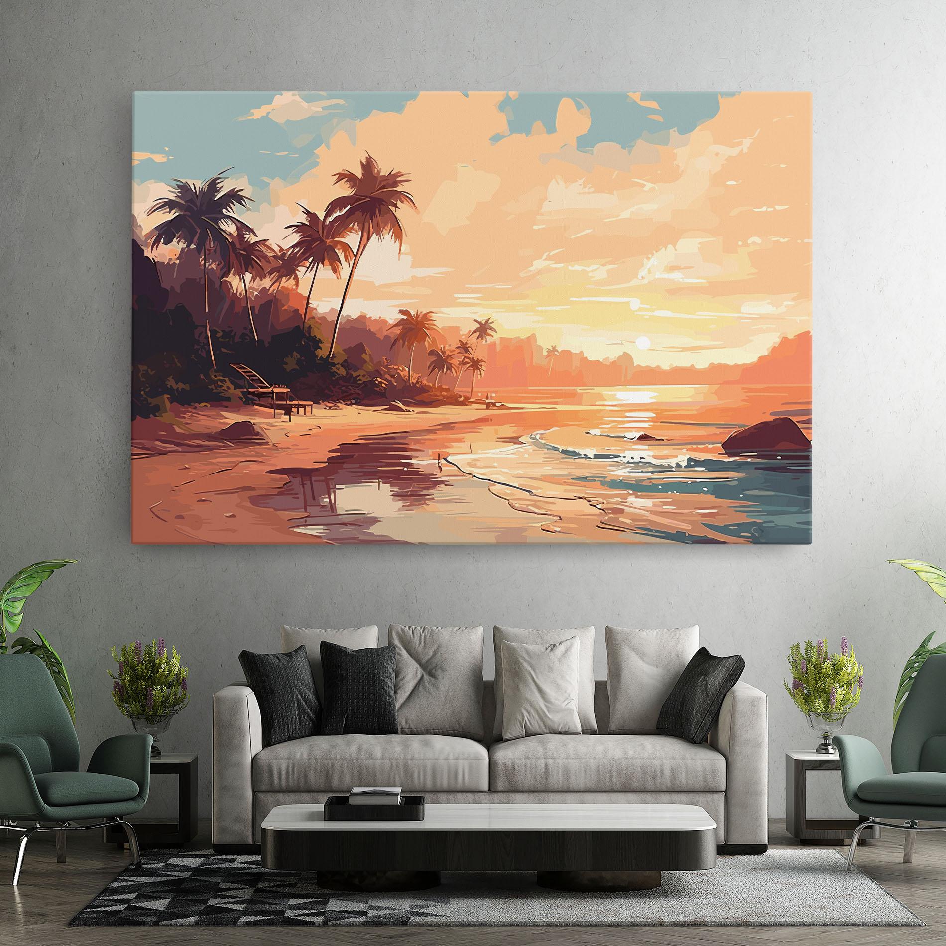 Tablou Canvas Blue Orange Beach mockup 7