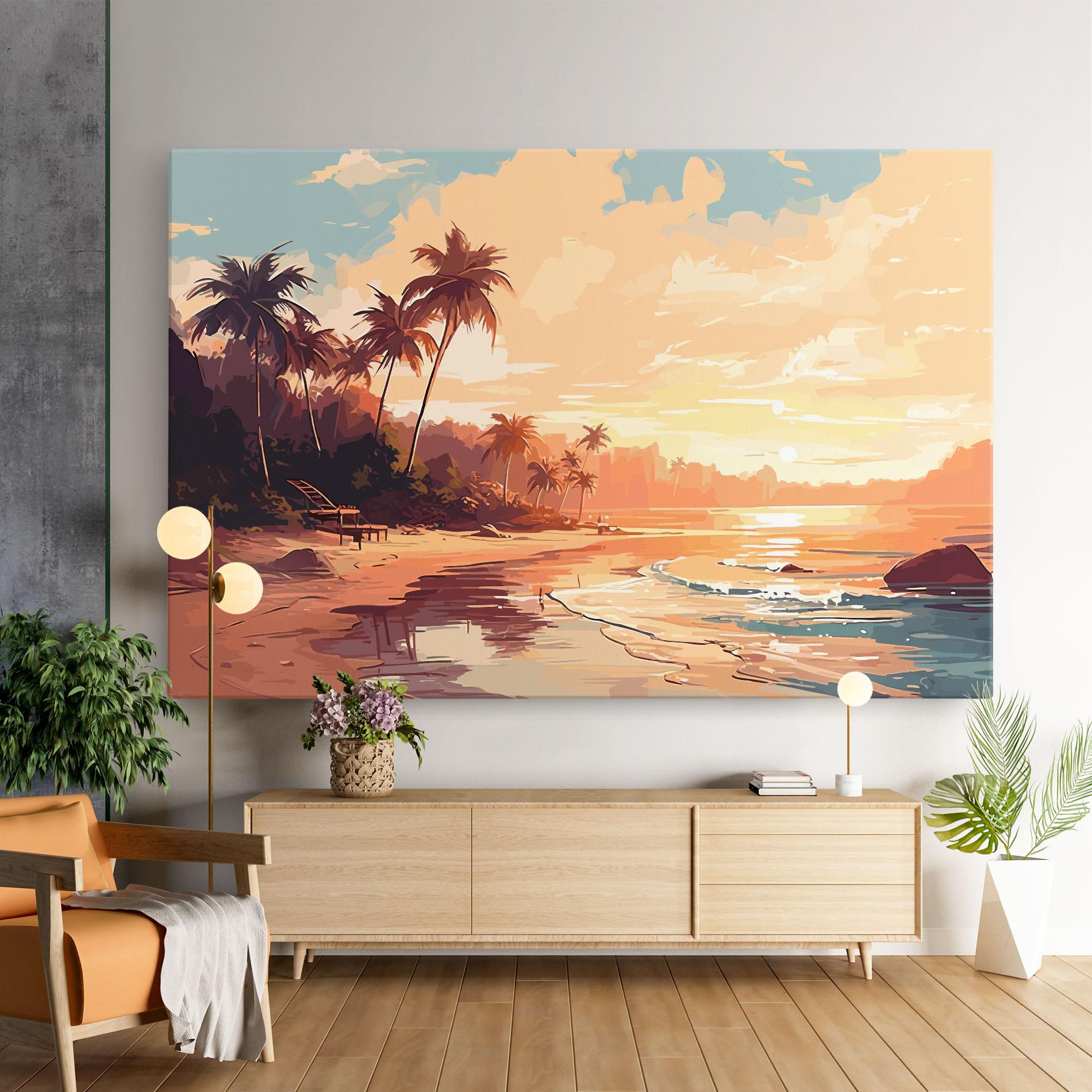 Tablou Canvas Blue Orange Beach mockup 9