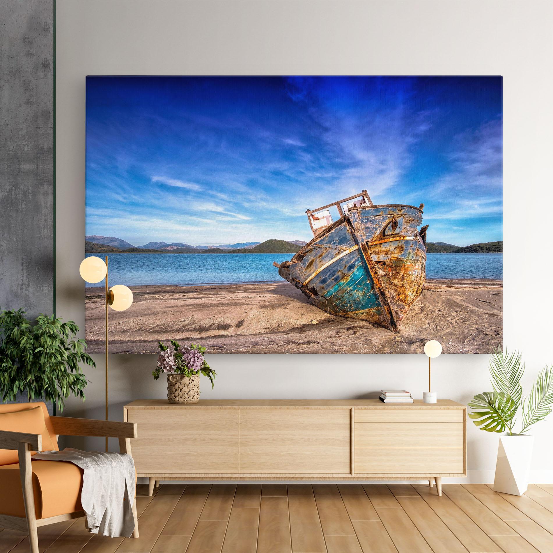 Tablou Canvas Boat Blue Sky mockup 9