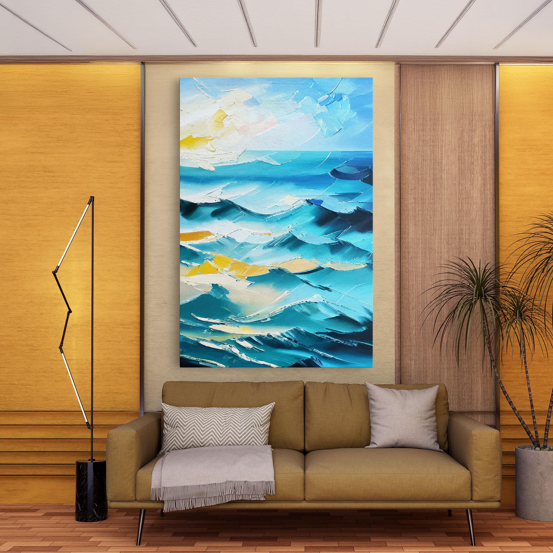 Tablou Canvas Blue Ocean Painting mockup 9