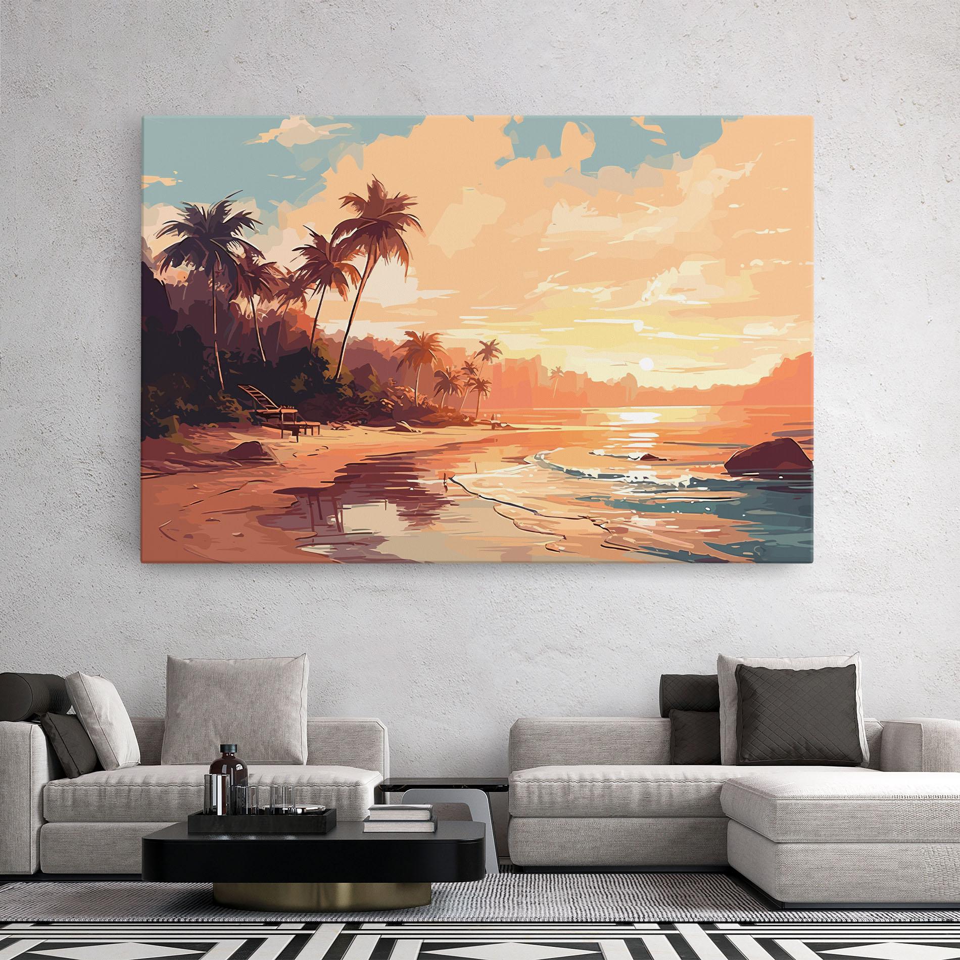 Tablou Canvas Blue Orange Beach mockup 2