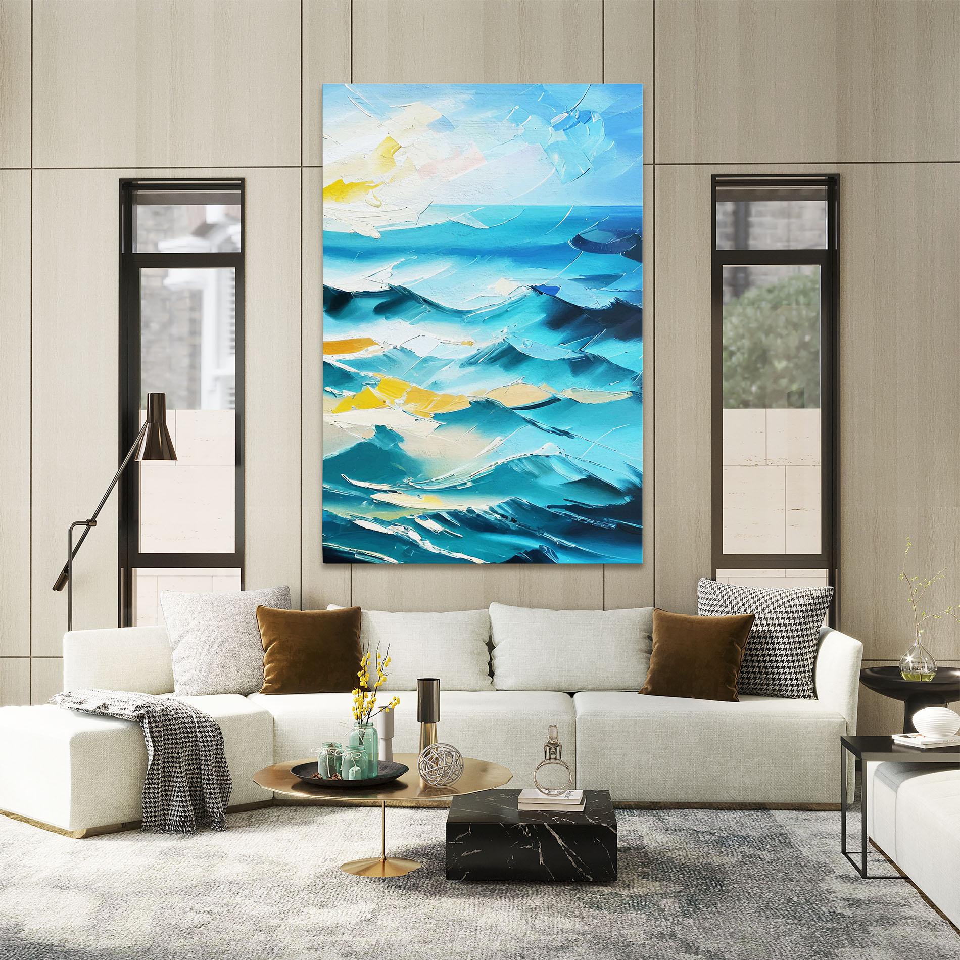 Tablou Canvas Blue Ocean Painting mockup 2