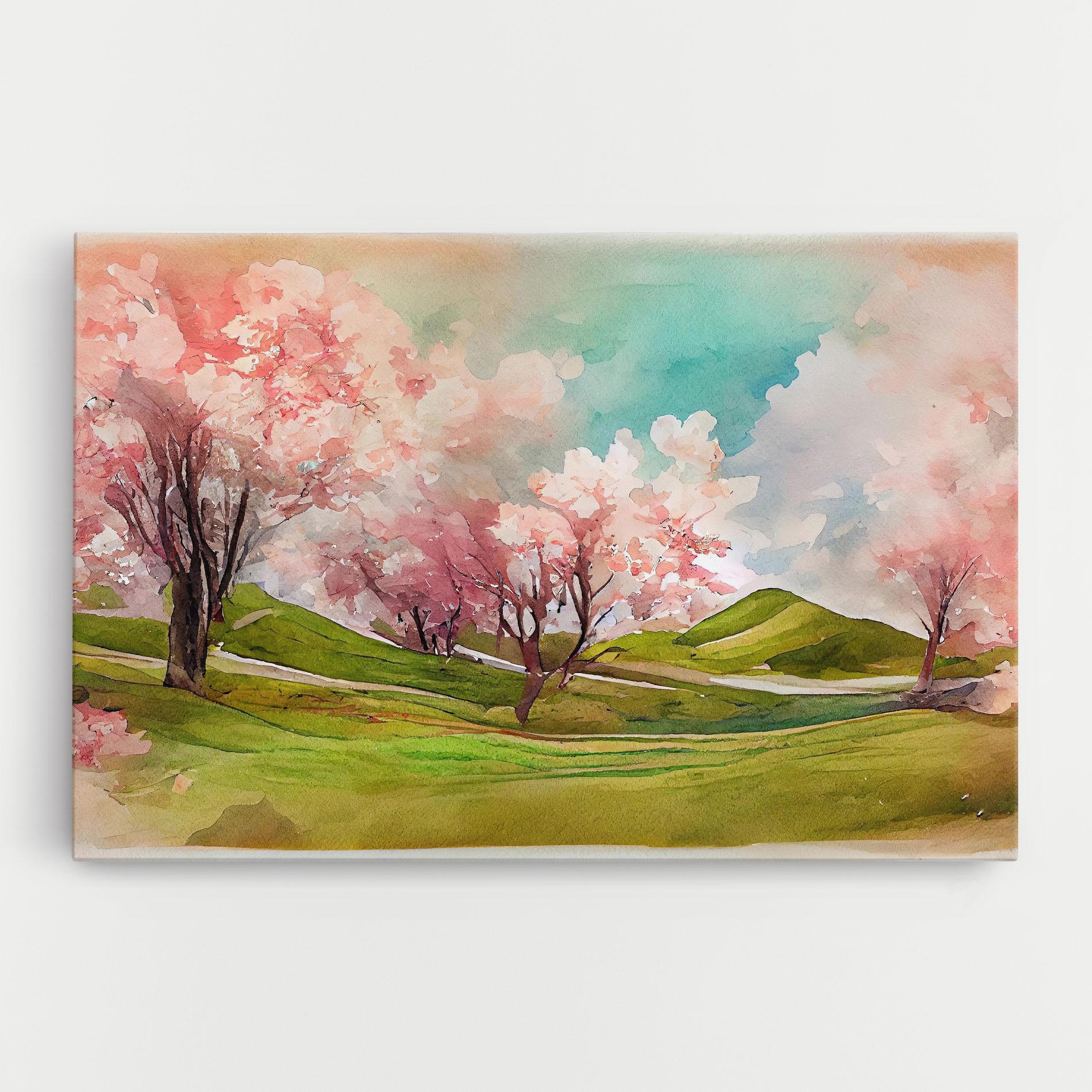 Tablou Canvas Spring Trees Painting mockup 0