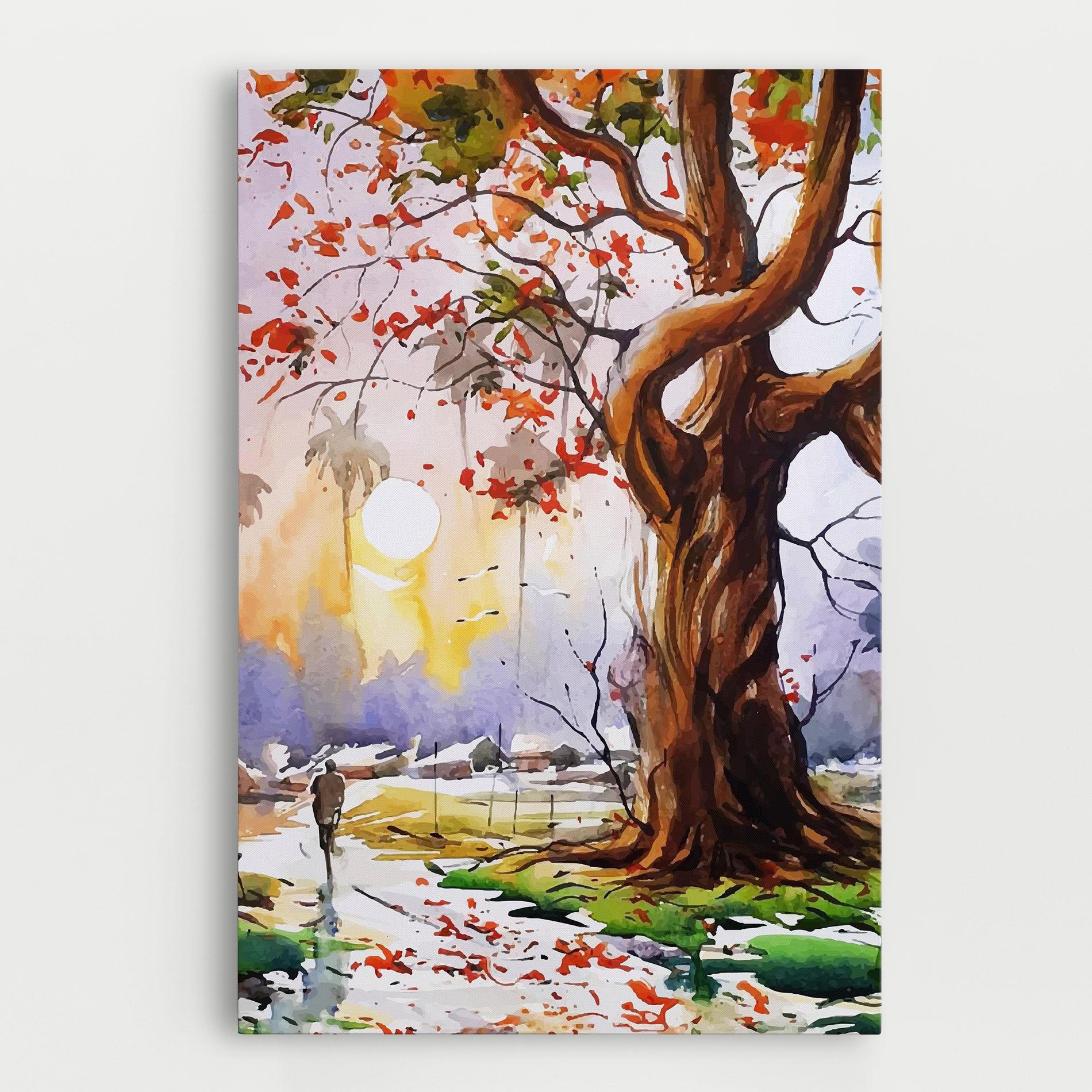 Tablou Canvas Watercolor Spring Tree mockup 0