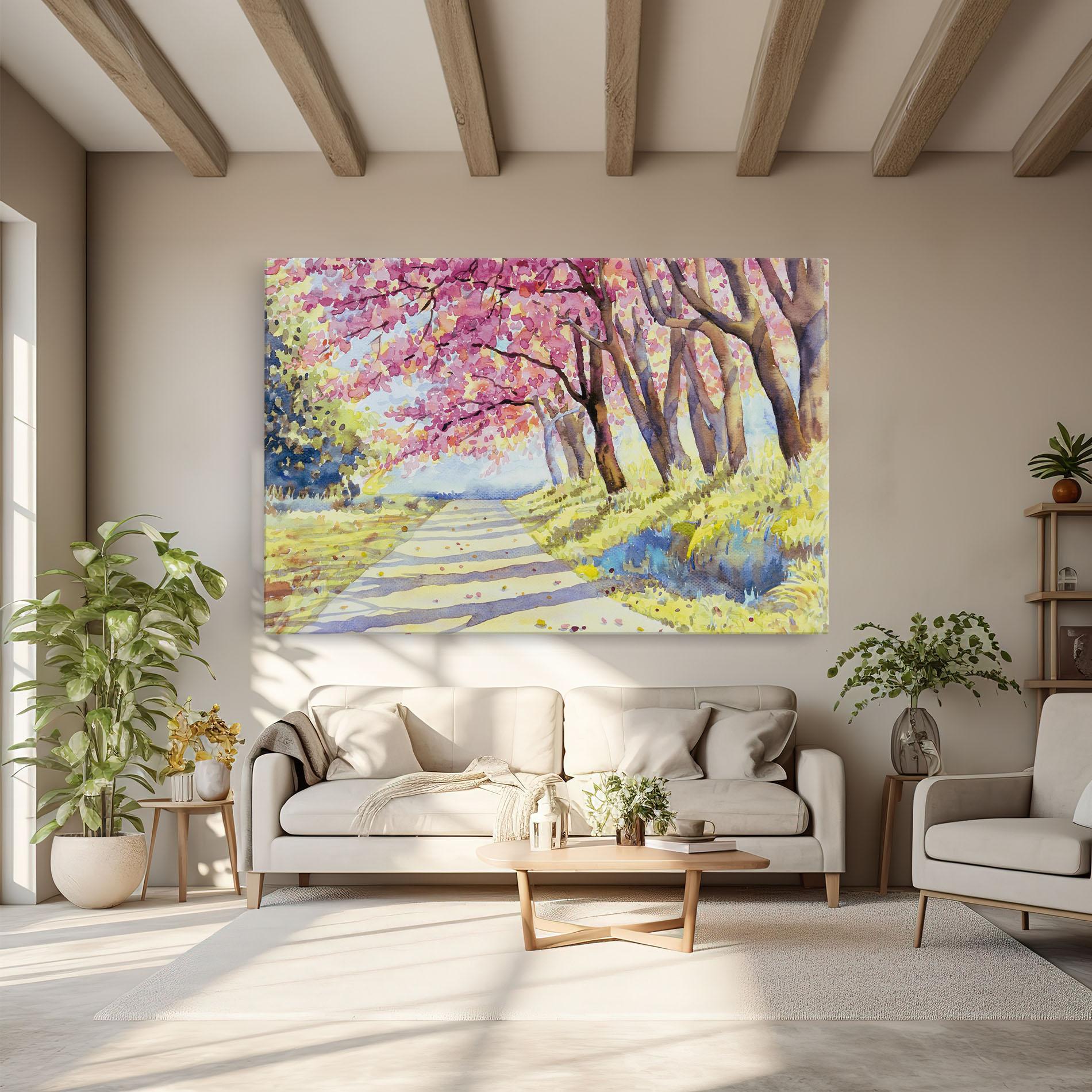 Tablou Canvas Watercolor Spring Landscape mockup 6