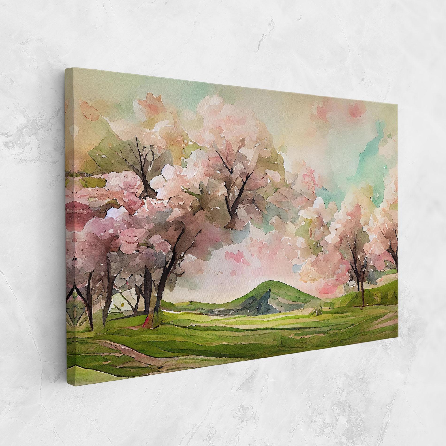 Tablou Canvas Spring Pink Trees mockup 1
