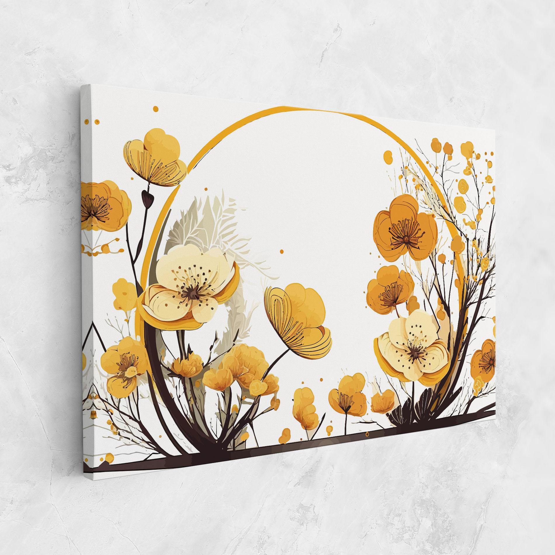 Tablou Canvas Yellow Circle Flowers mockup 1