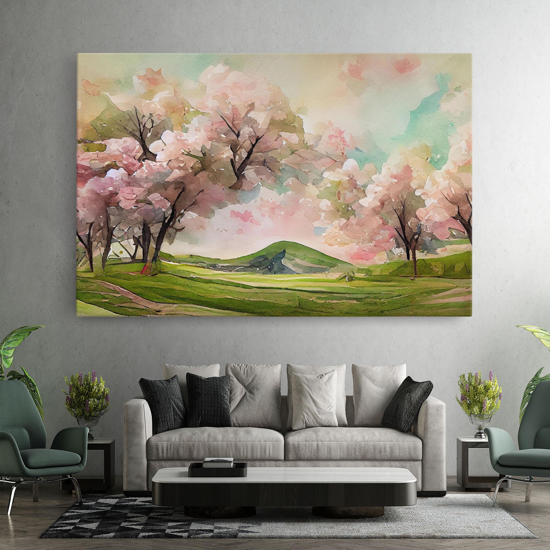 Tablou Canvas Spring Pink Trees mockup 7