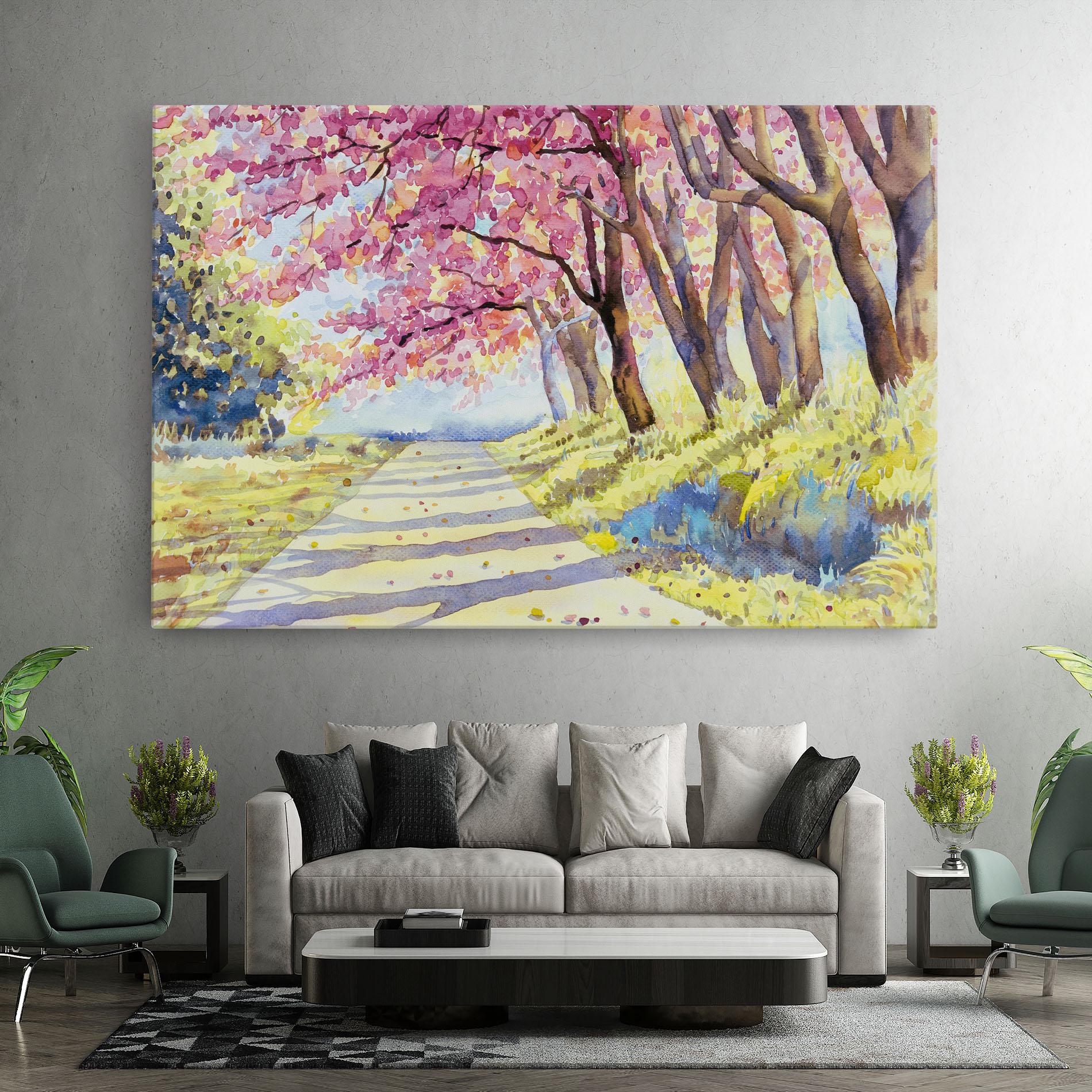 Tablou Canvas Watercolor Spring Landscape mockup 7