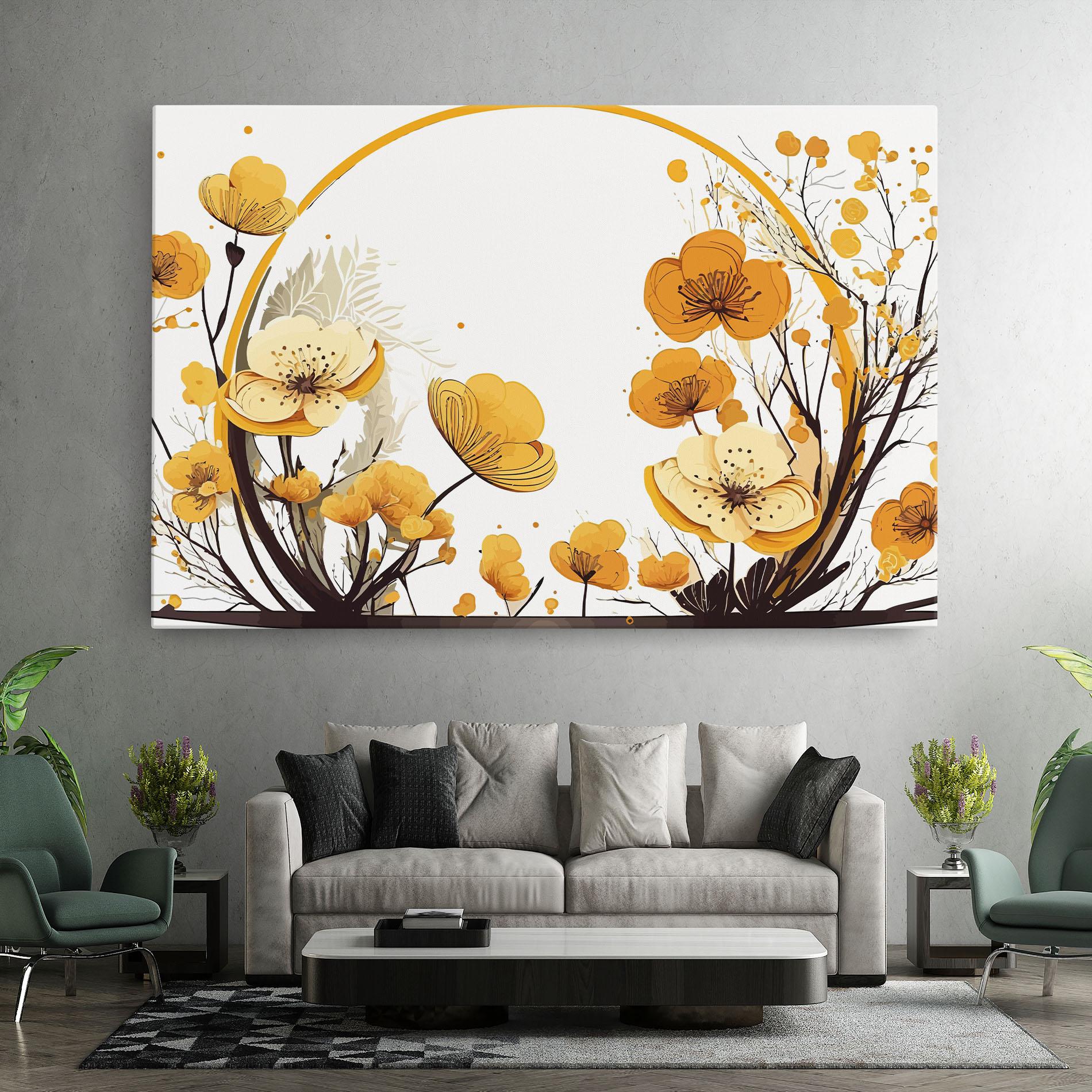 Tablou Canvas Yellow Circle Flowers mockup 7