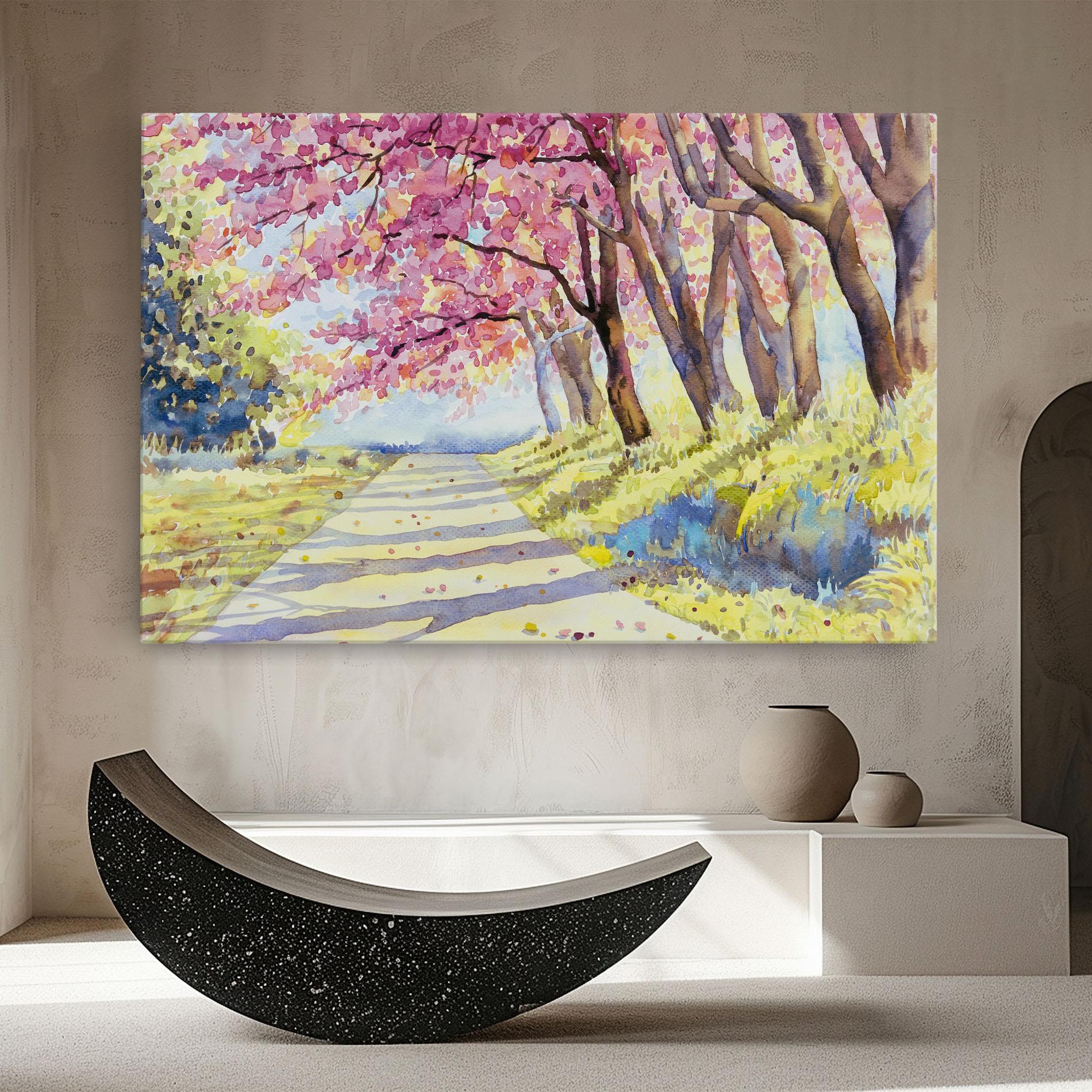 Tablou Canvas Watercolor Spring Landscape mockup 8