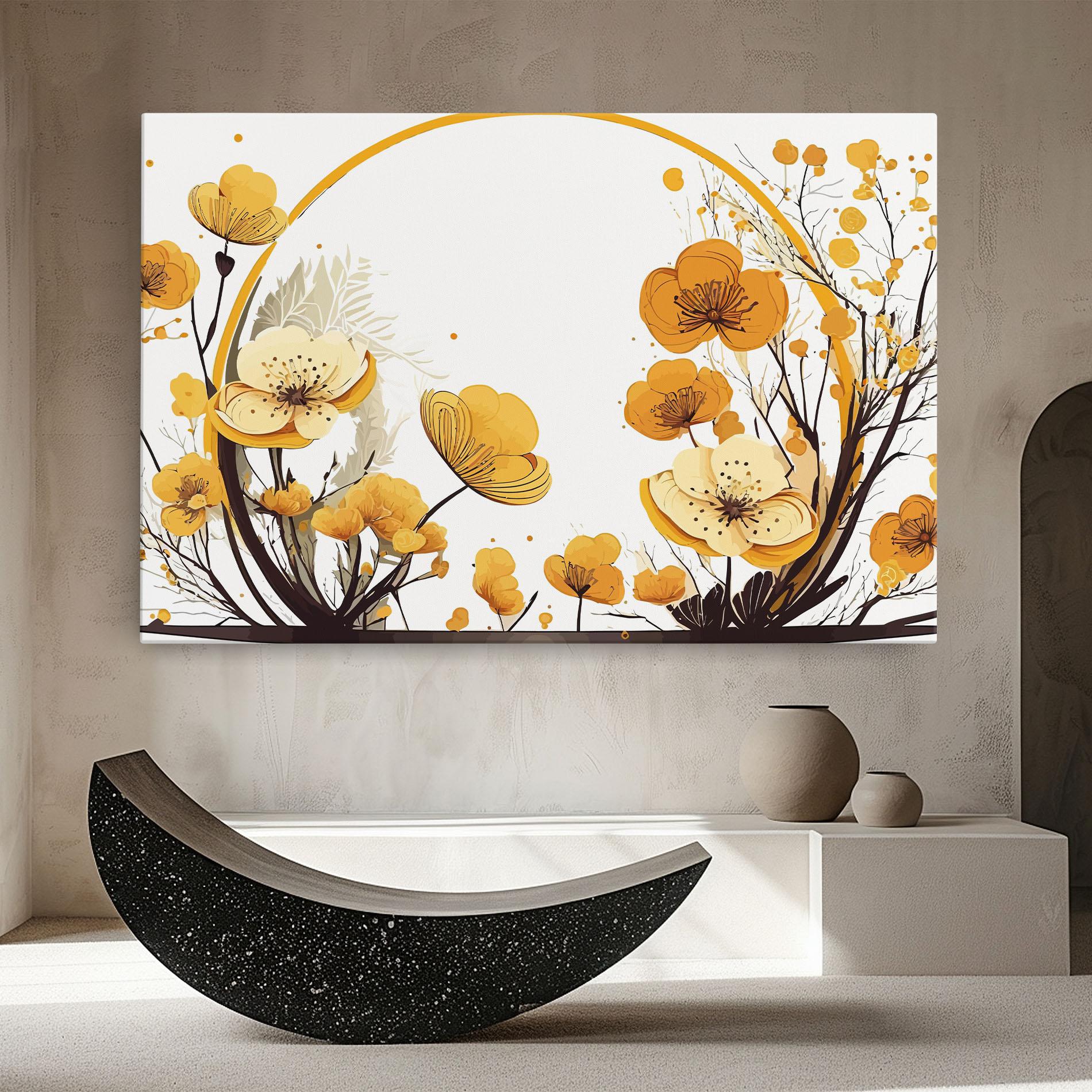 Tablou Canvas Yellow Circle Flowers mockup 8