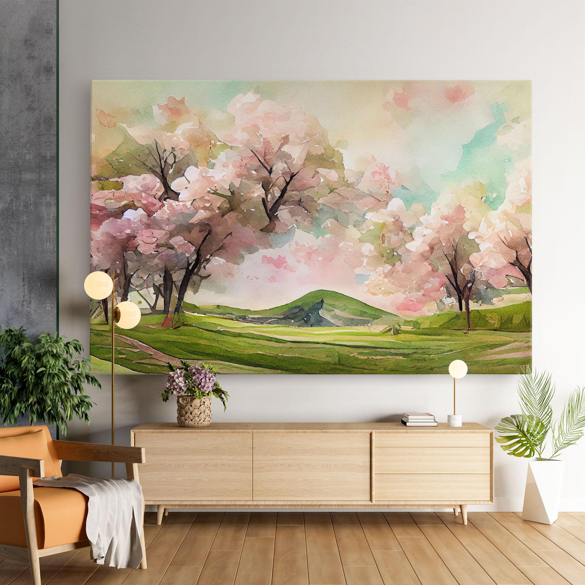 Tablou Canvas Spring Pink Trees mockup 9