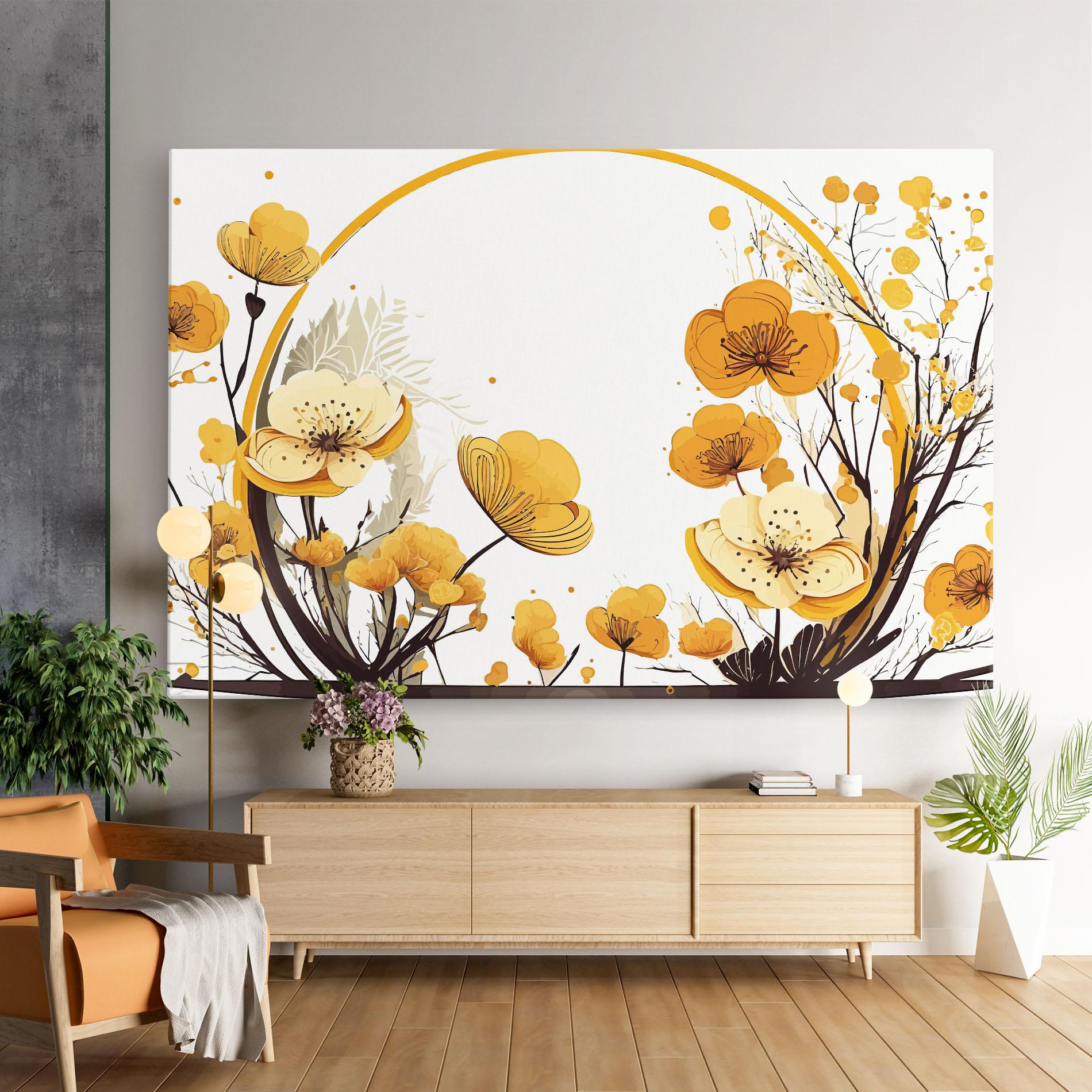 Tablou Canvas Yellow Circle Flowers mockup 9