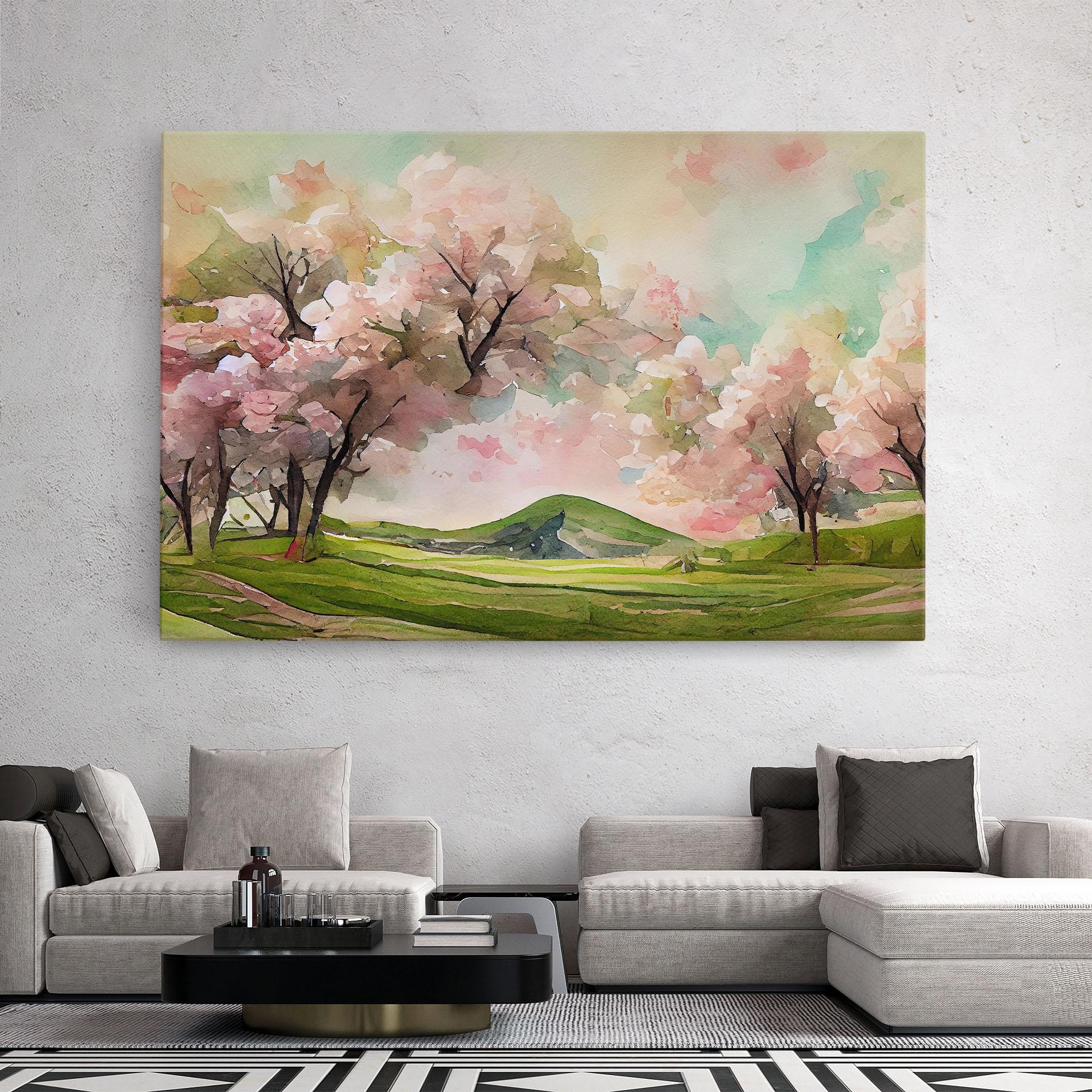 Tablou Canvas Spring Pink Trees mockup 2