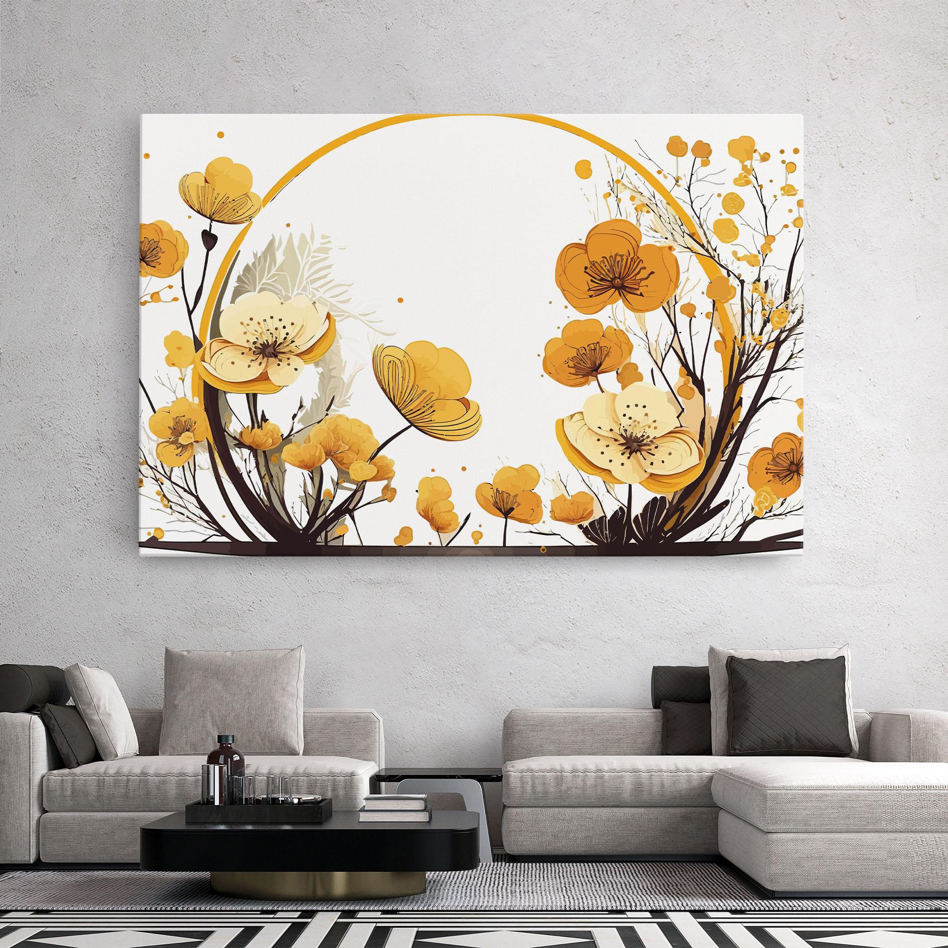 Tablou Canvas Yellow Circle Flowers mockup 2