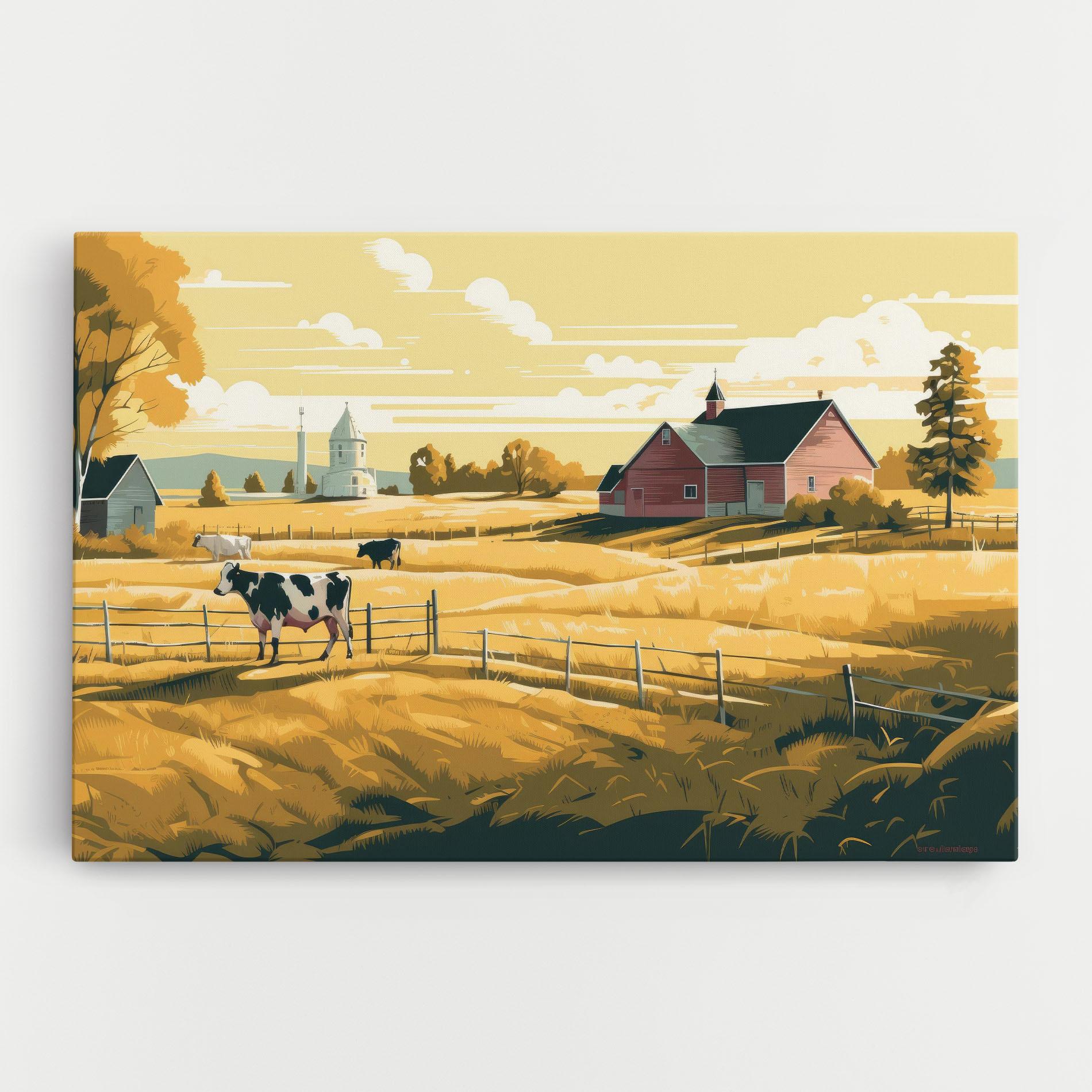 Tablou Canvas Cows Sunlight Farm mockup 0