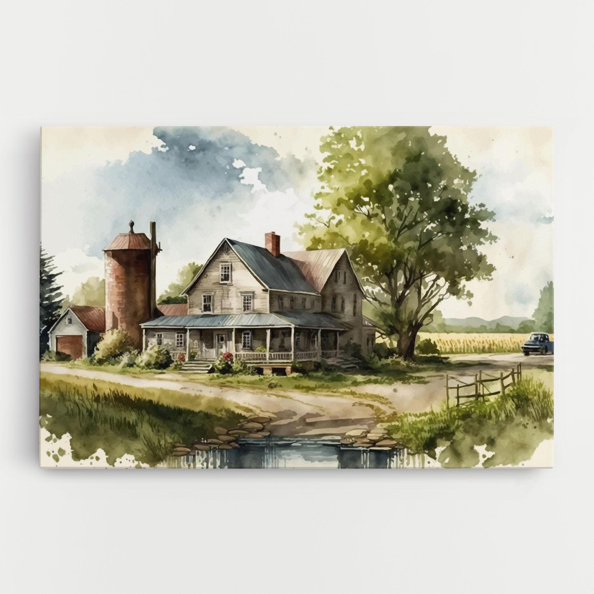 Tablou Canvas Farm Blue Car mockup 0