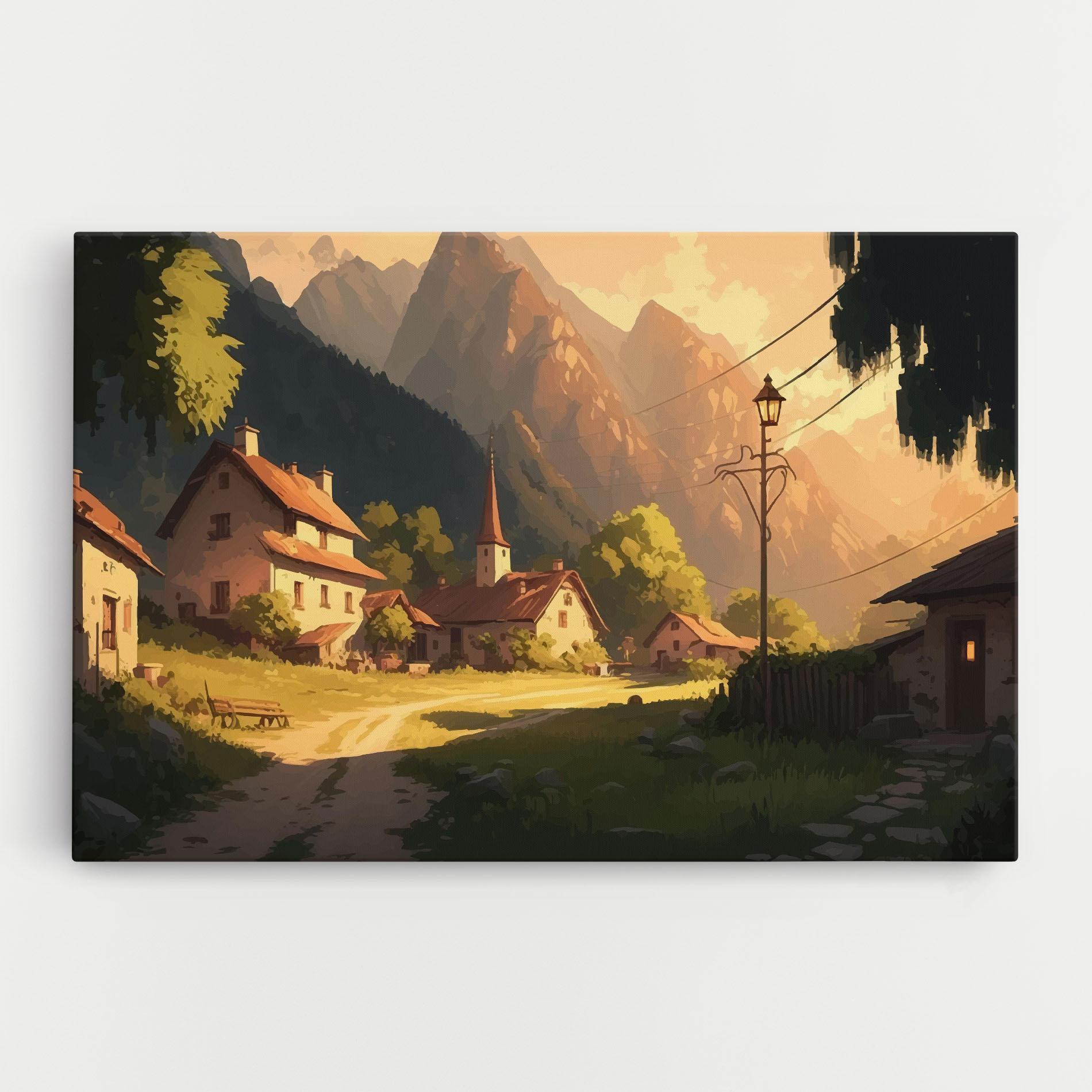 Tablou Canvas Grassy Village View mockup 0