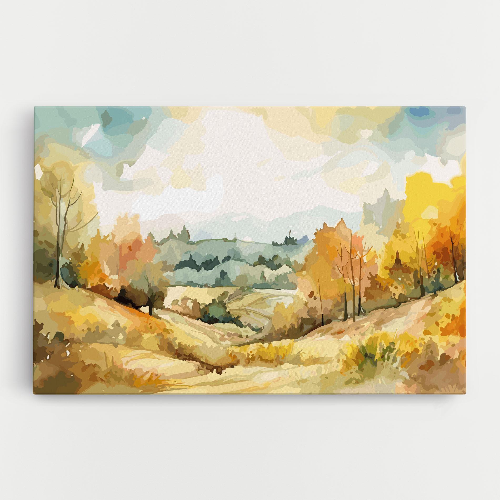 Tablou Canvas Yellow Rural Trees mockup 0