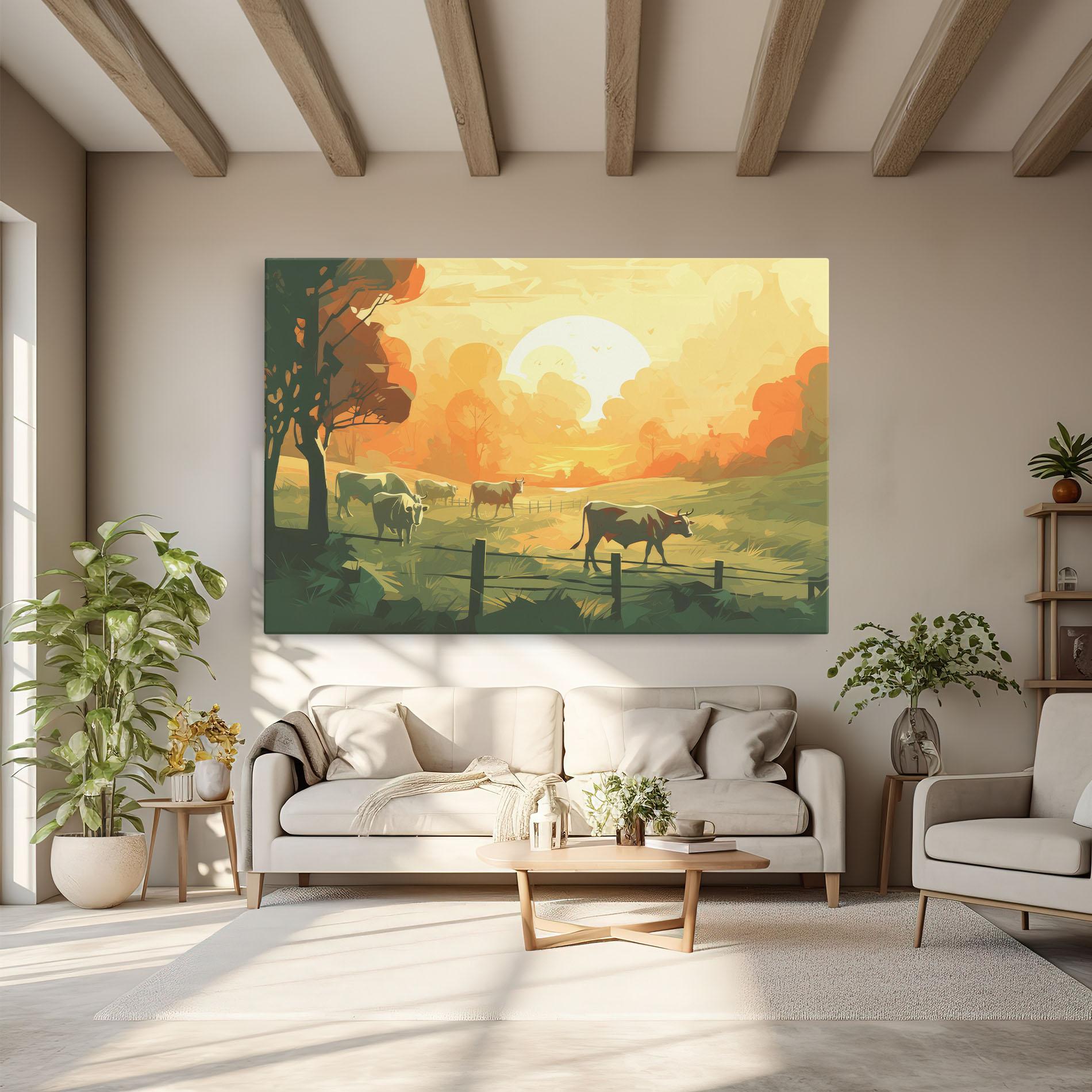 Tablou Canvas Cows Grazing mockup 6