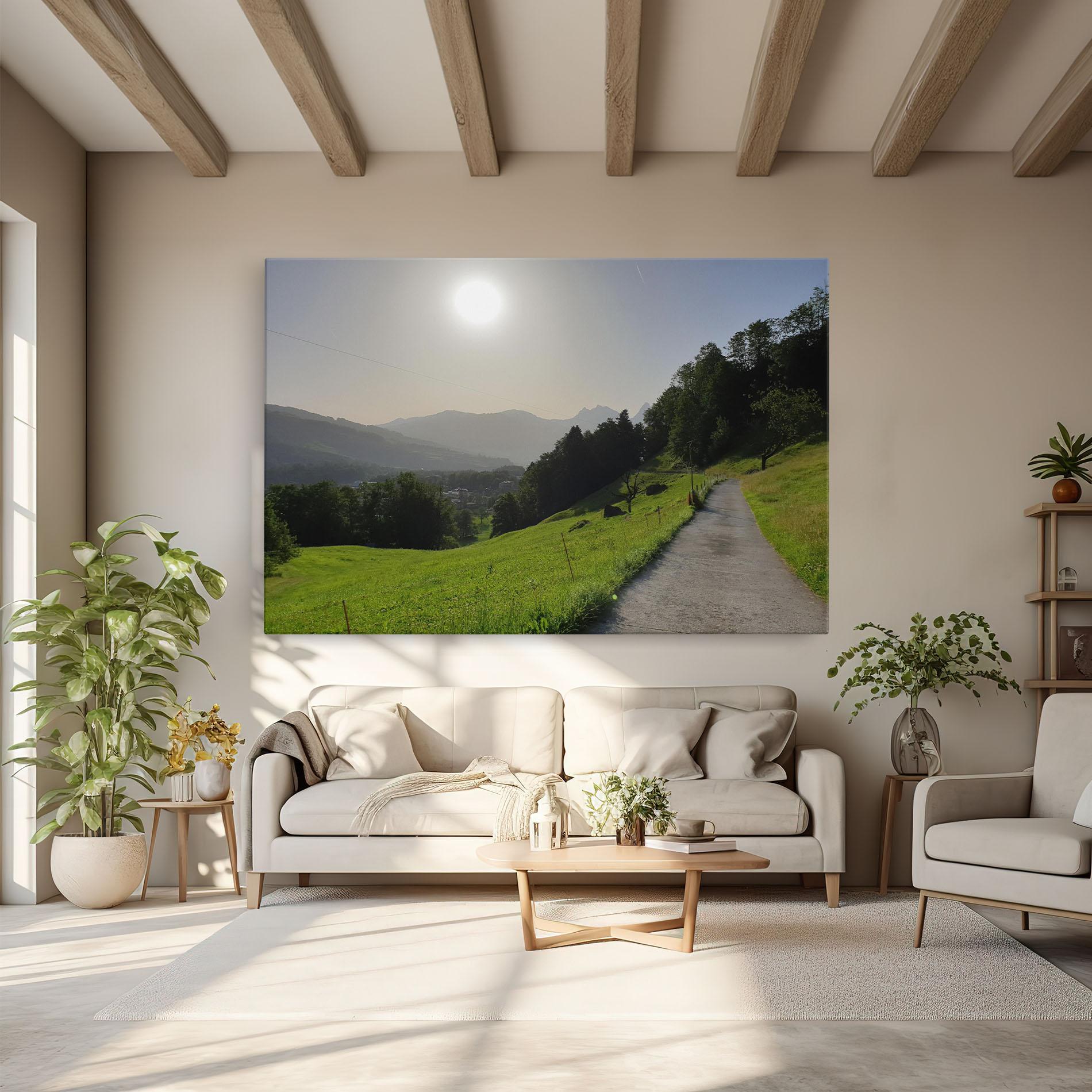 Tablou Canvas Foggy Rural Road mockup 6