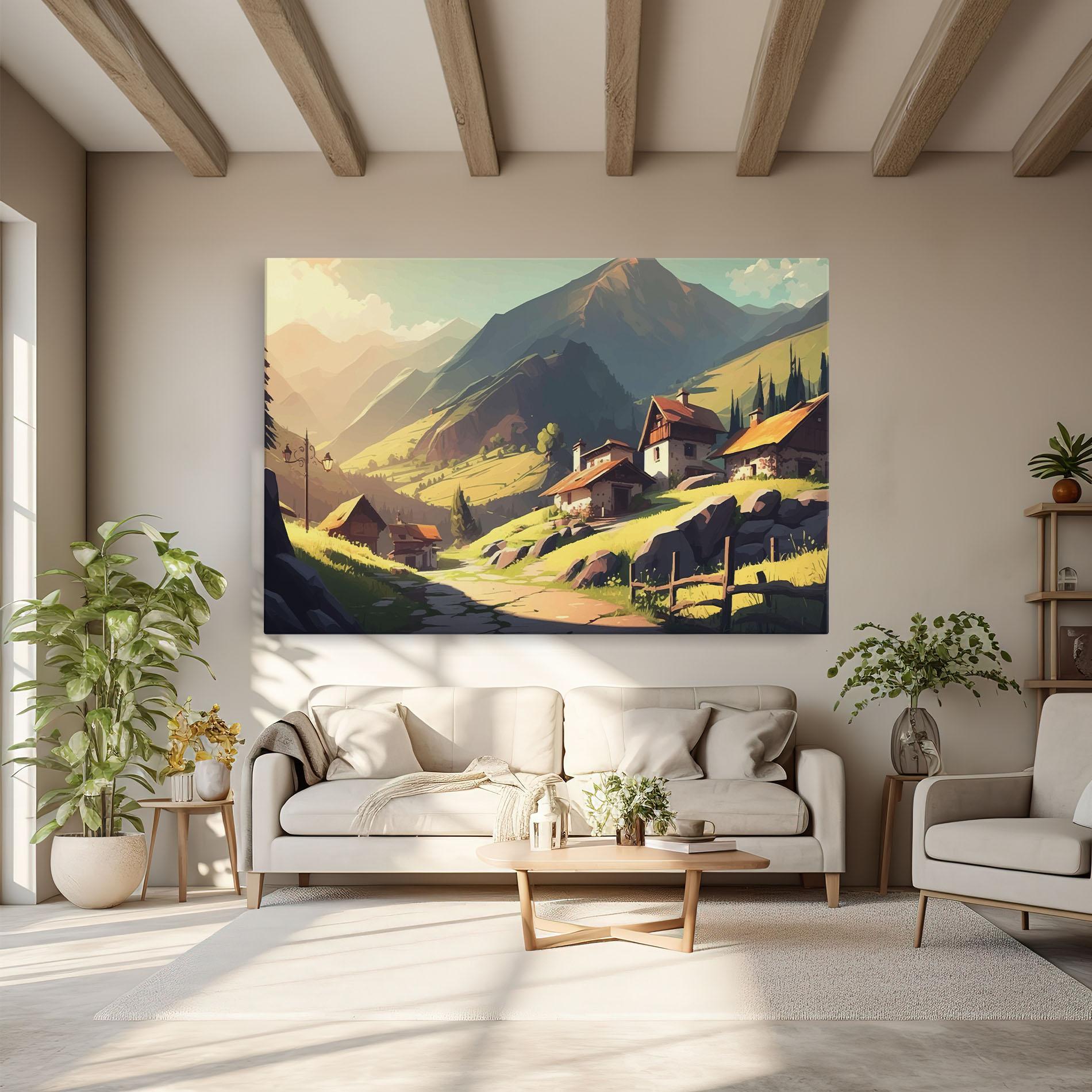 Tablou Canvas Grassy Mountain View mockup 6