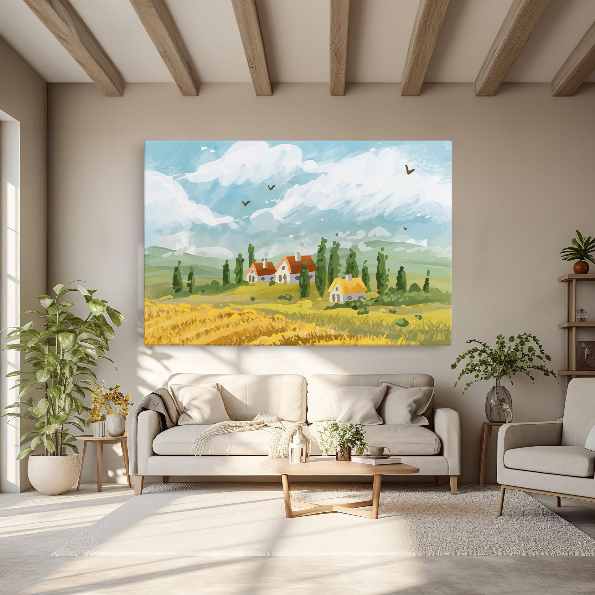 Tablou Canvas Orange Yellow House mockup 6